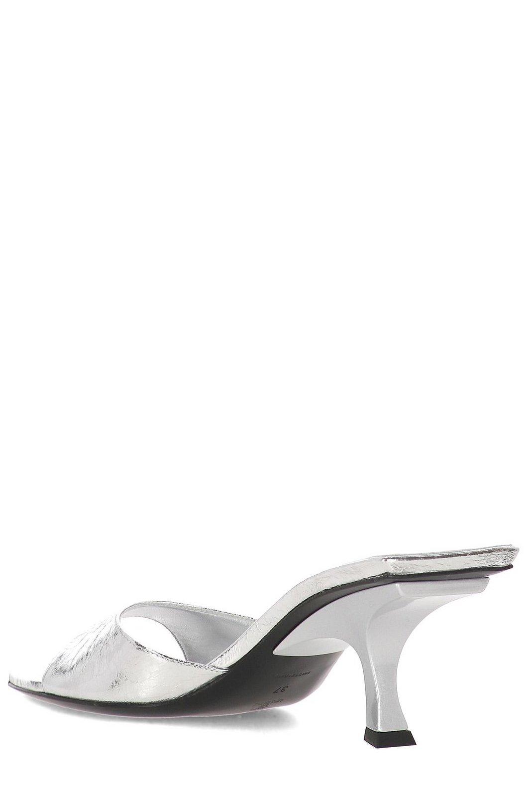 Attico Cracked Laminated Leather Bes Mules In Silver