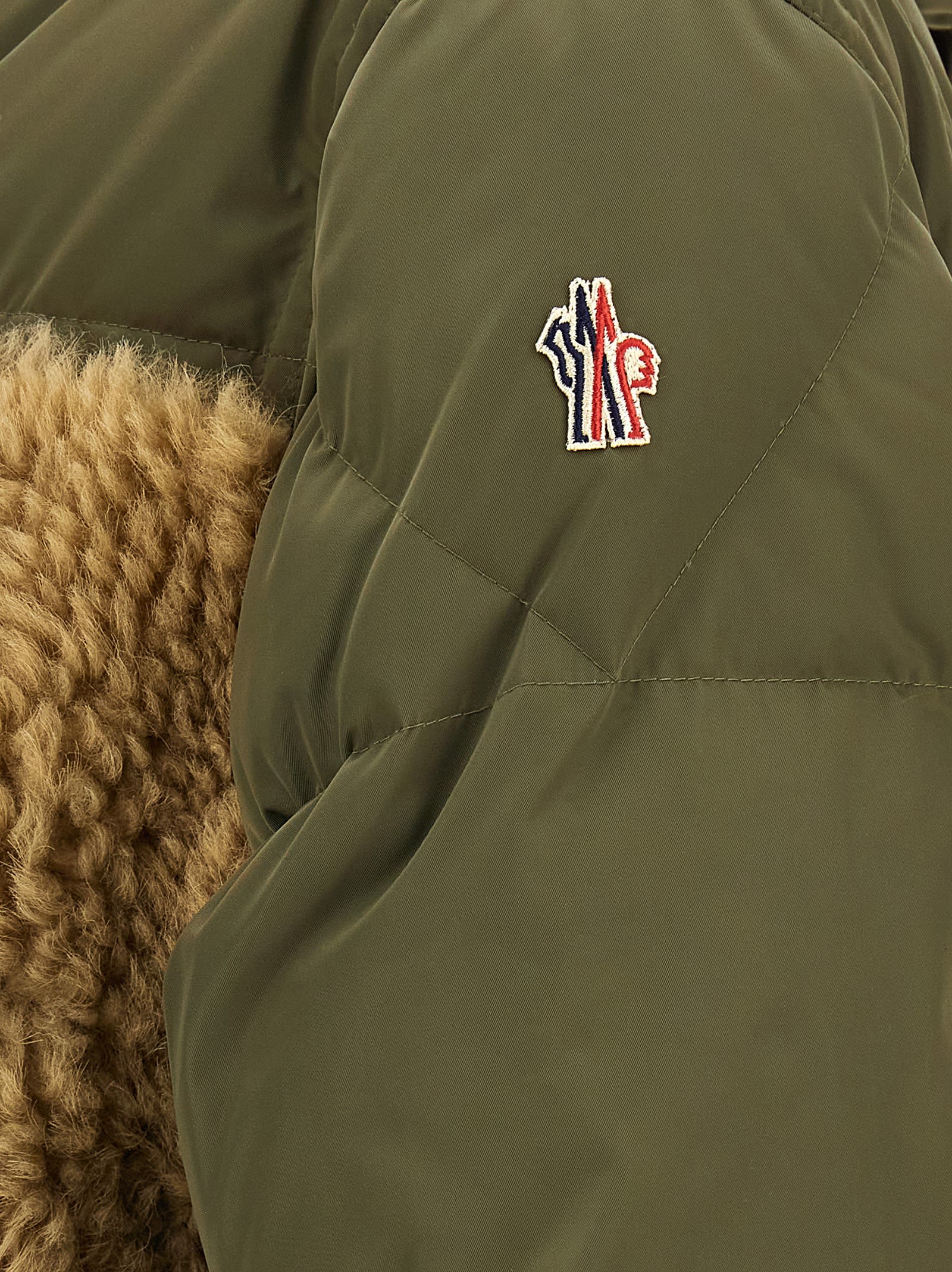 Moncler Grifford Shearling-panels Puffer Jacket In Green