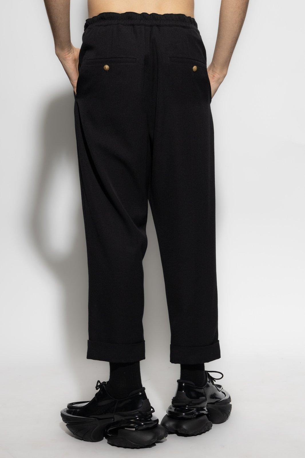 Balmain Tailored Straight Leg Wool Pants In Black