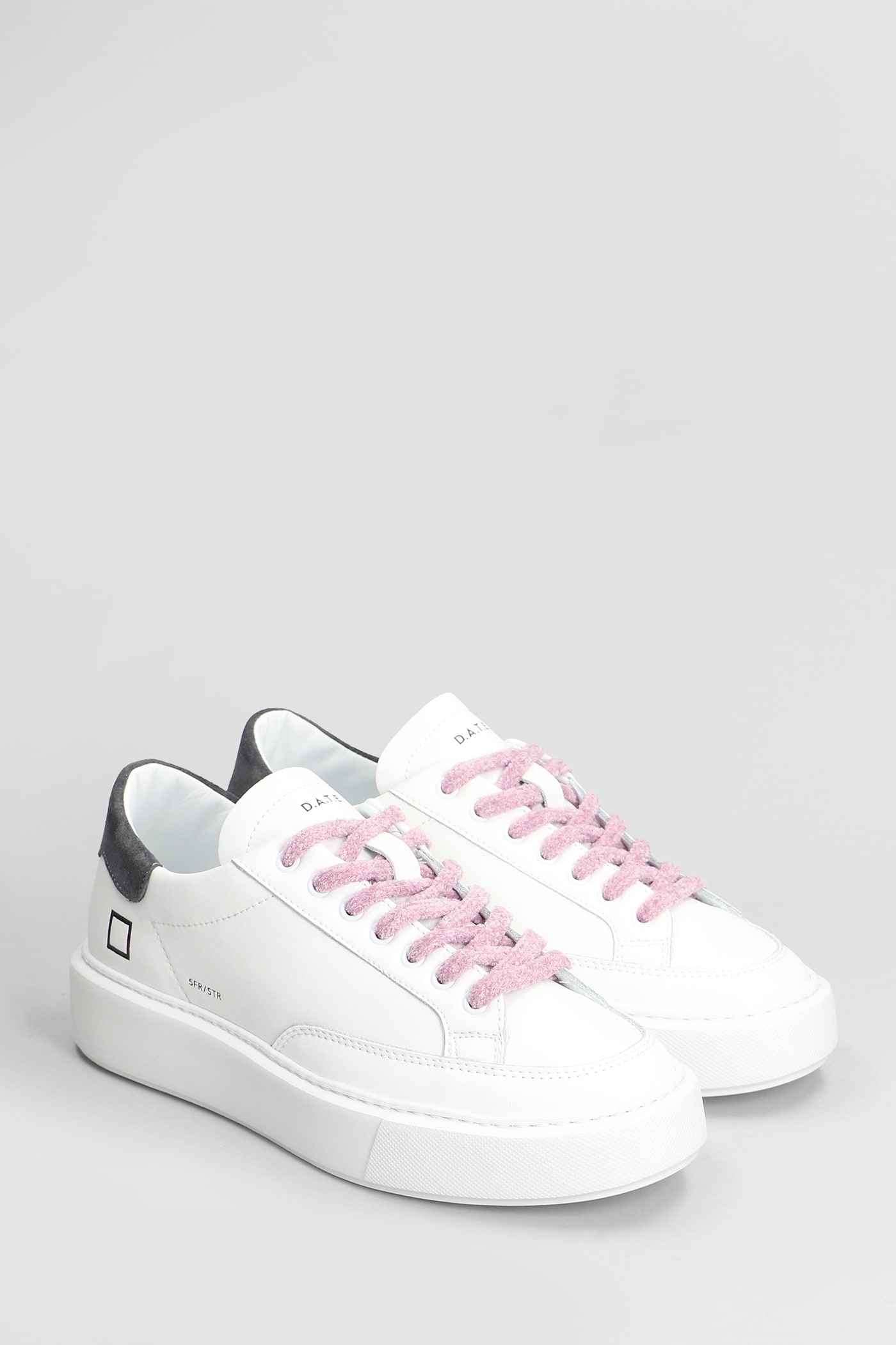 DATE SFERA STRIPE SNEAKERS IN WHITE LEATHER 