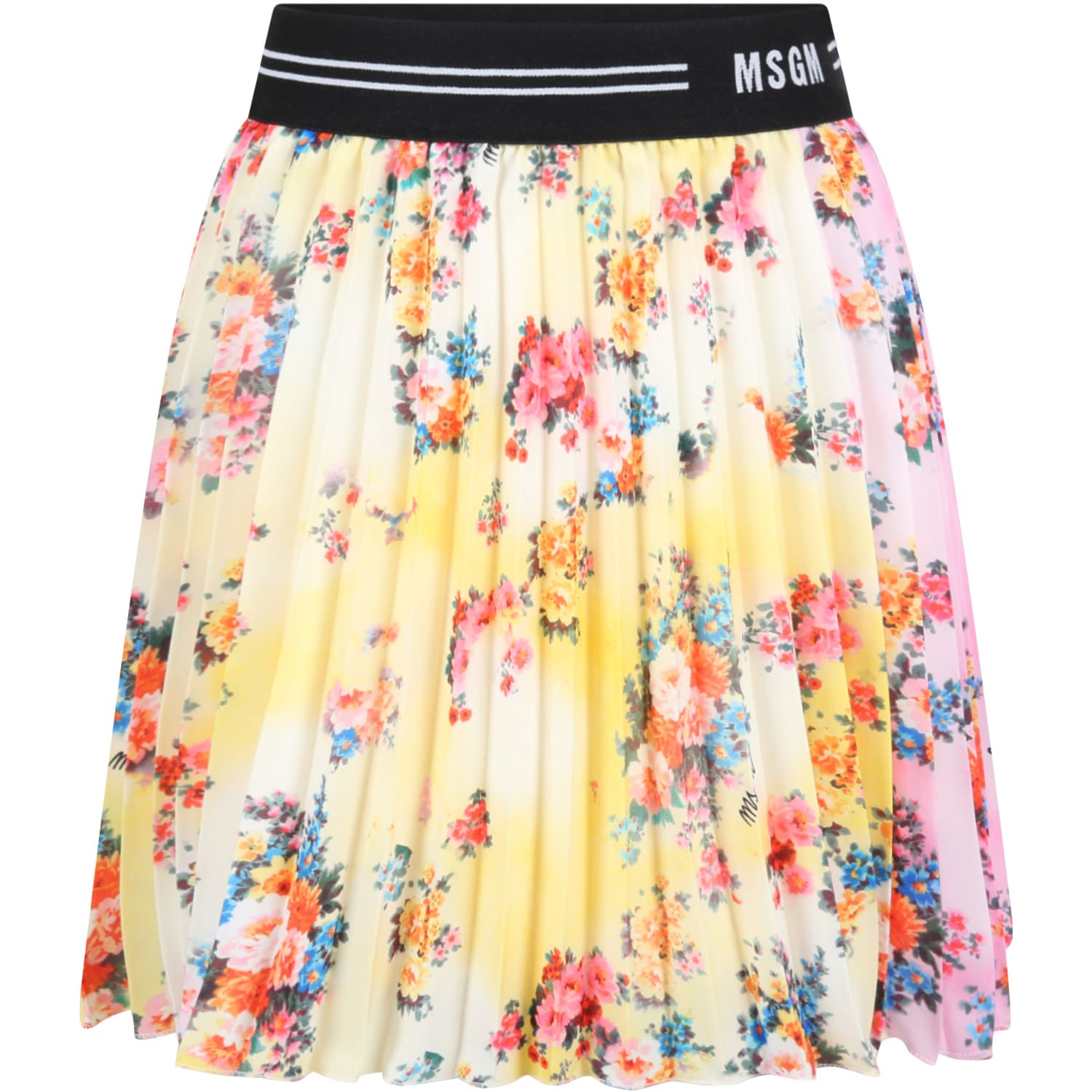 MSGM Multicolor Skirt For Girl With Flowers
