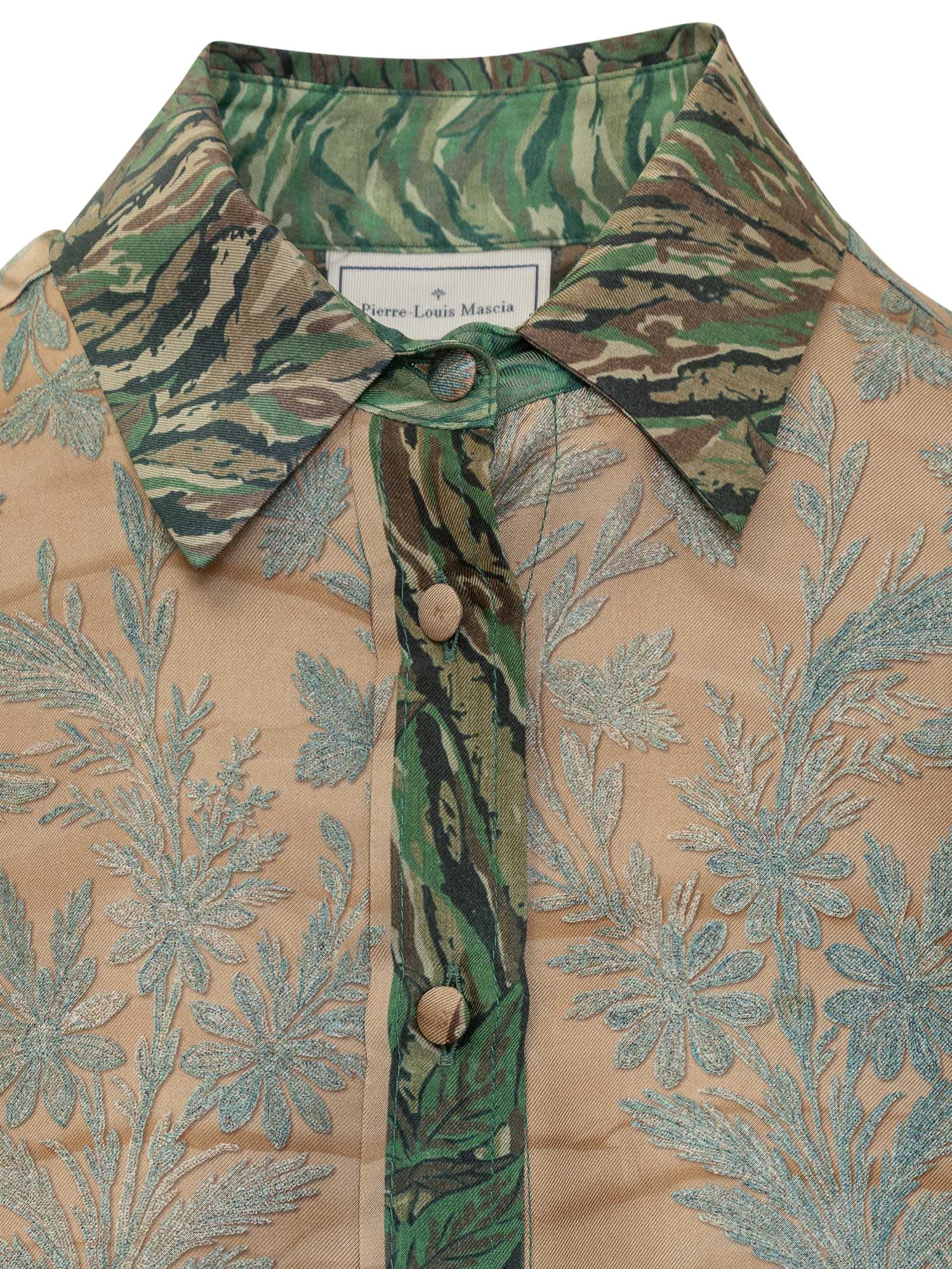 Shop Pierre-louis Mascia Silk Shirt With Floral Print In Cipria Azzurro