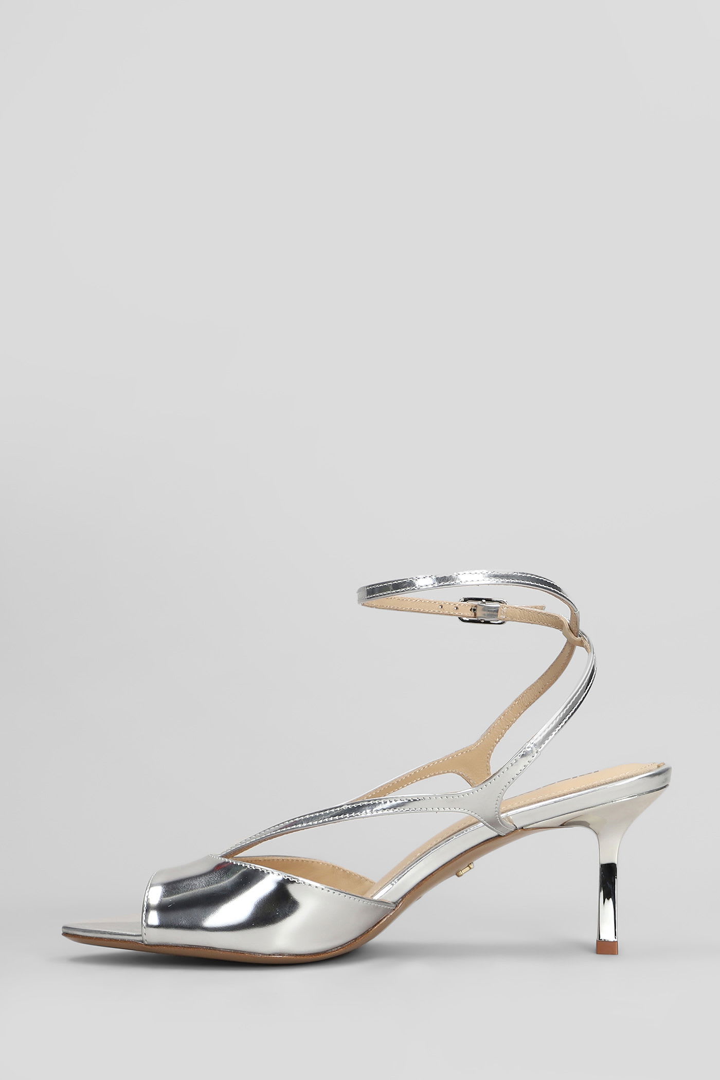 Lola Cruz Streep 65 Sandals In Silver Leather In Silver