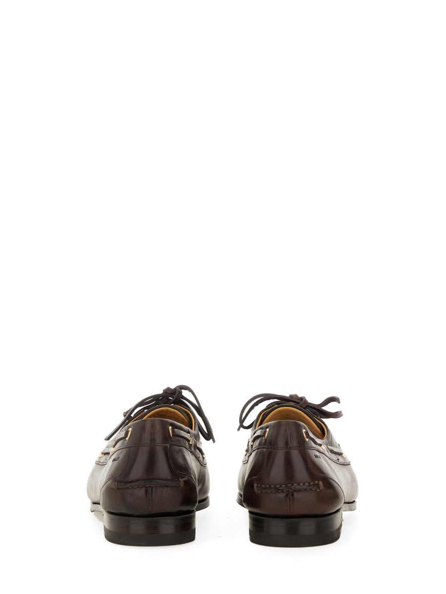 Bally Apron Toe Stacked Heel Loafers With Eyelet Detailing In Brown