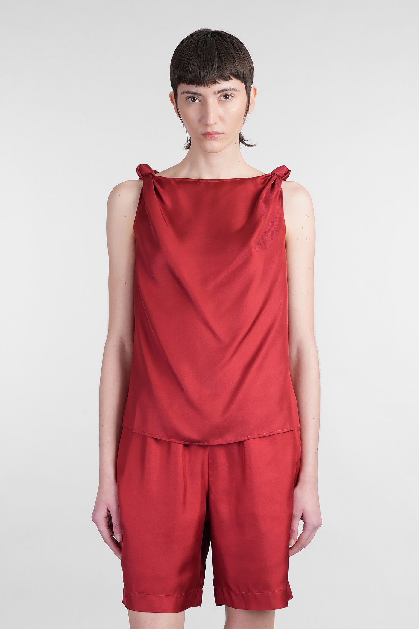 LOULOU STUDIO REMY TOPWEAR IN RED SILK 