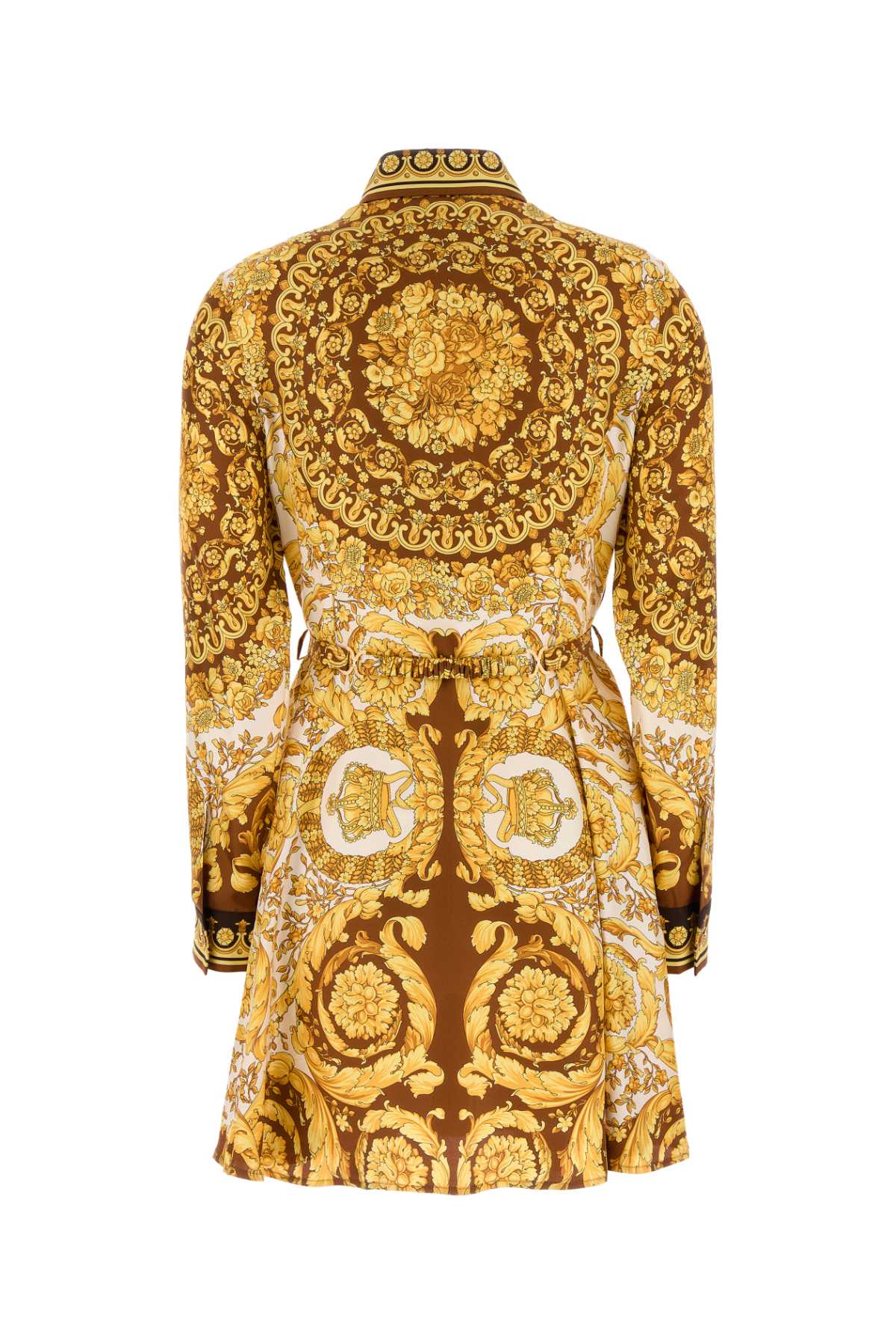 Versace Twill Shirt Dress Ornate Print In Multi