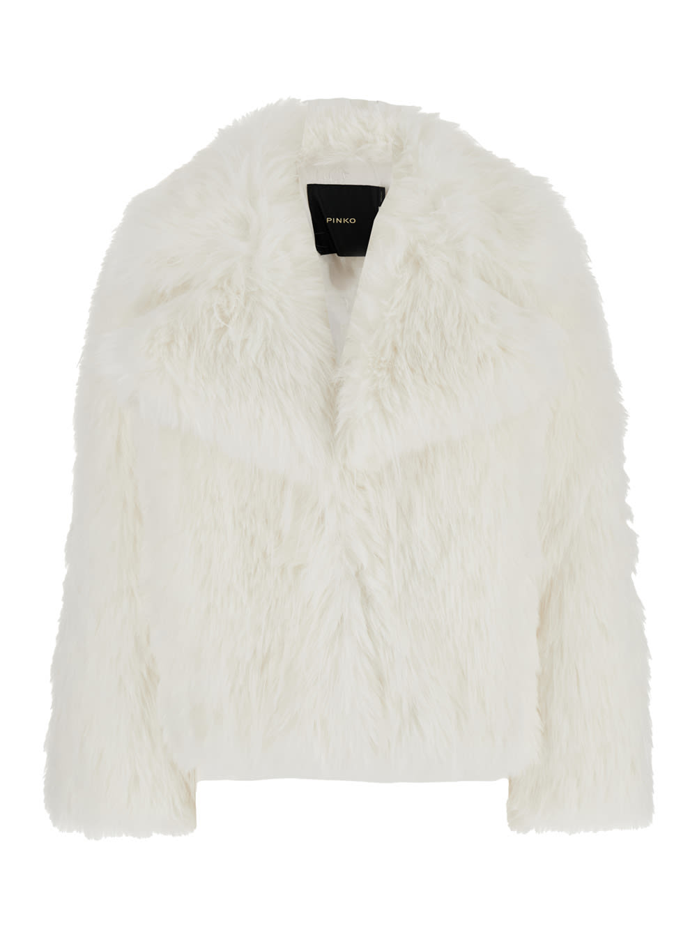 Shop Pinko Novaro White Eco Fur Jacket With Oversized Revers Woman