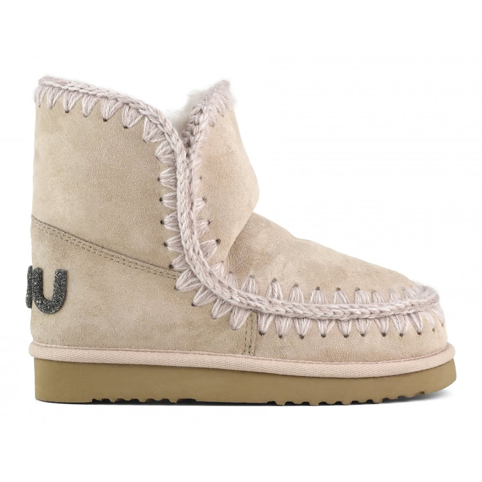 Mou Eskimo 18 Glitter-logo Boots In Pink/beige