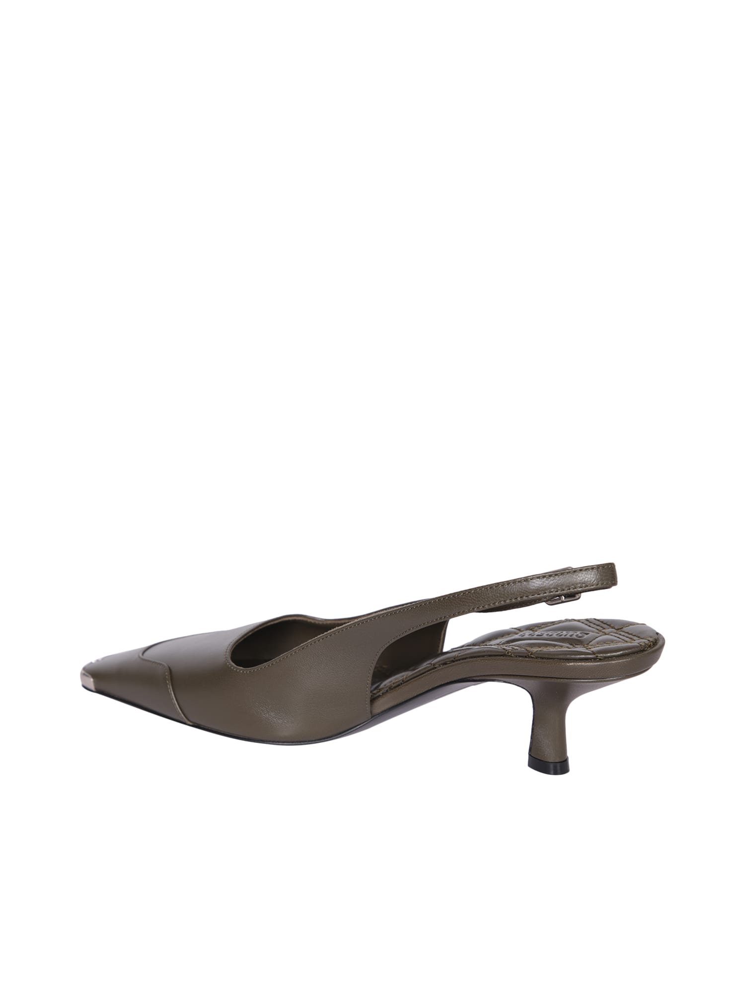 Burberry Black Heel Slingback In Black