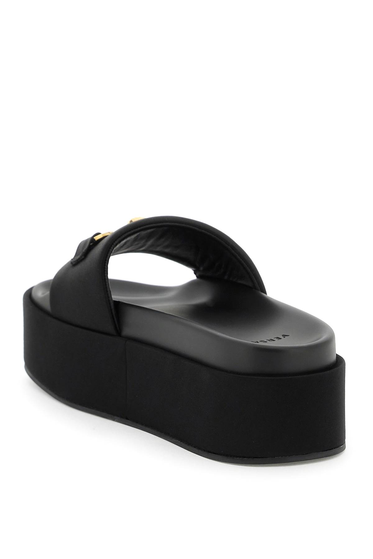 Versace Medusa Head Plaque Platform Mules In Black