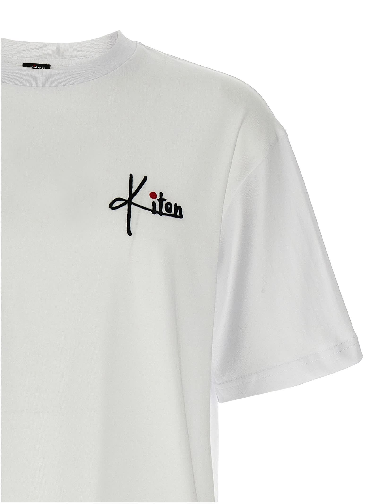 Shop Kiton Embroidery Logo T-shirt In White