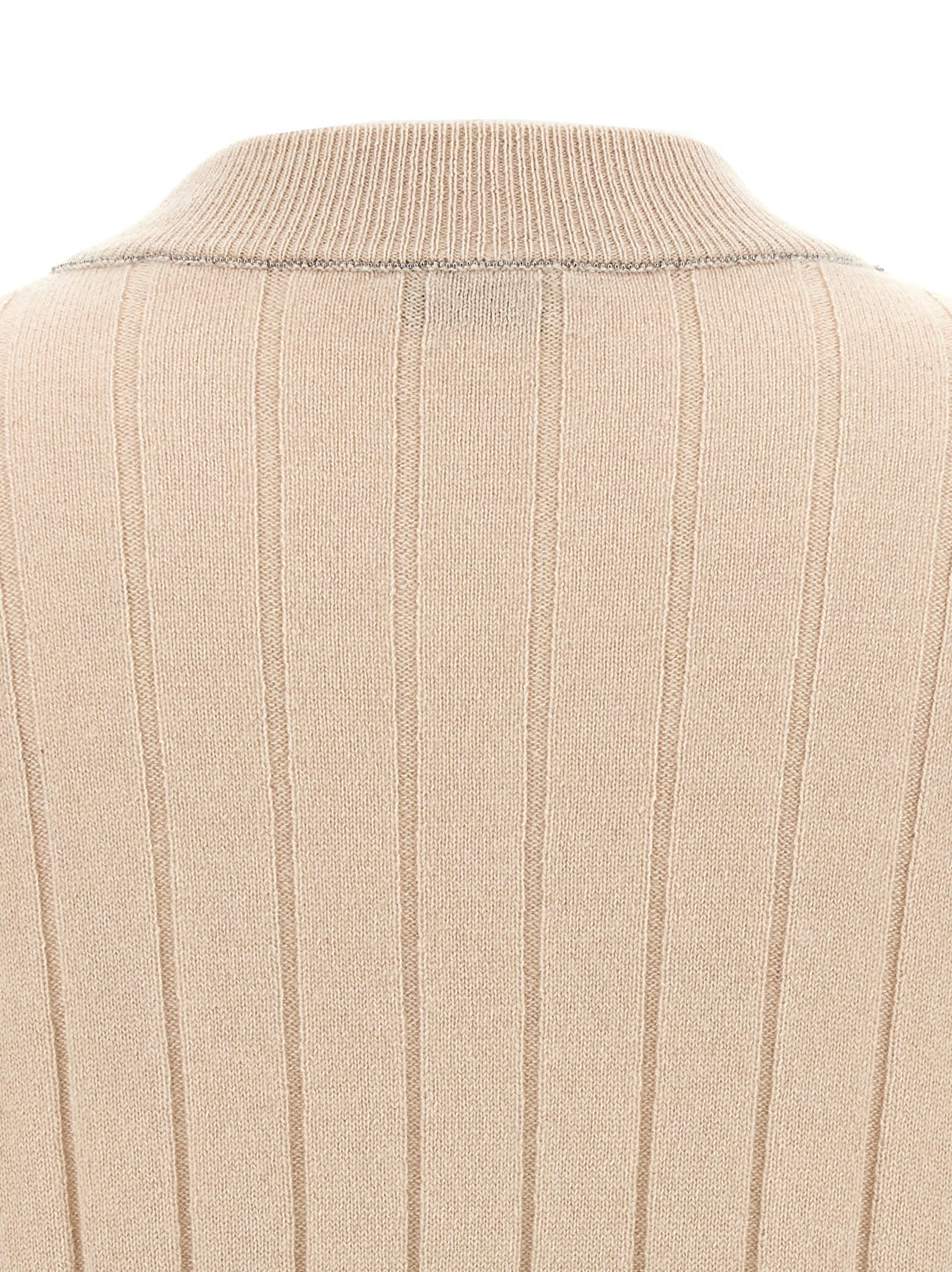 Shop Brunello Cucinelli Ribbed Sweater In Beige