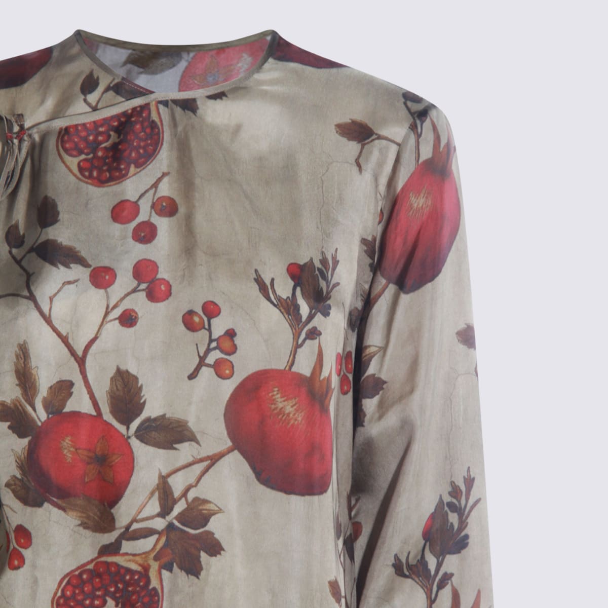 Uma Wang Red And Green Viscose Agina Dress In Gold