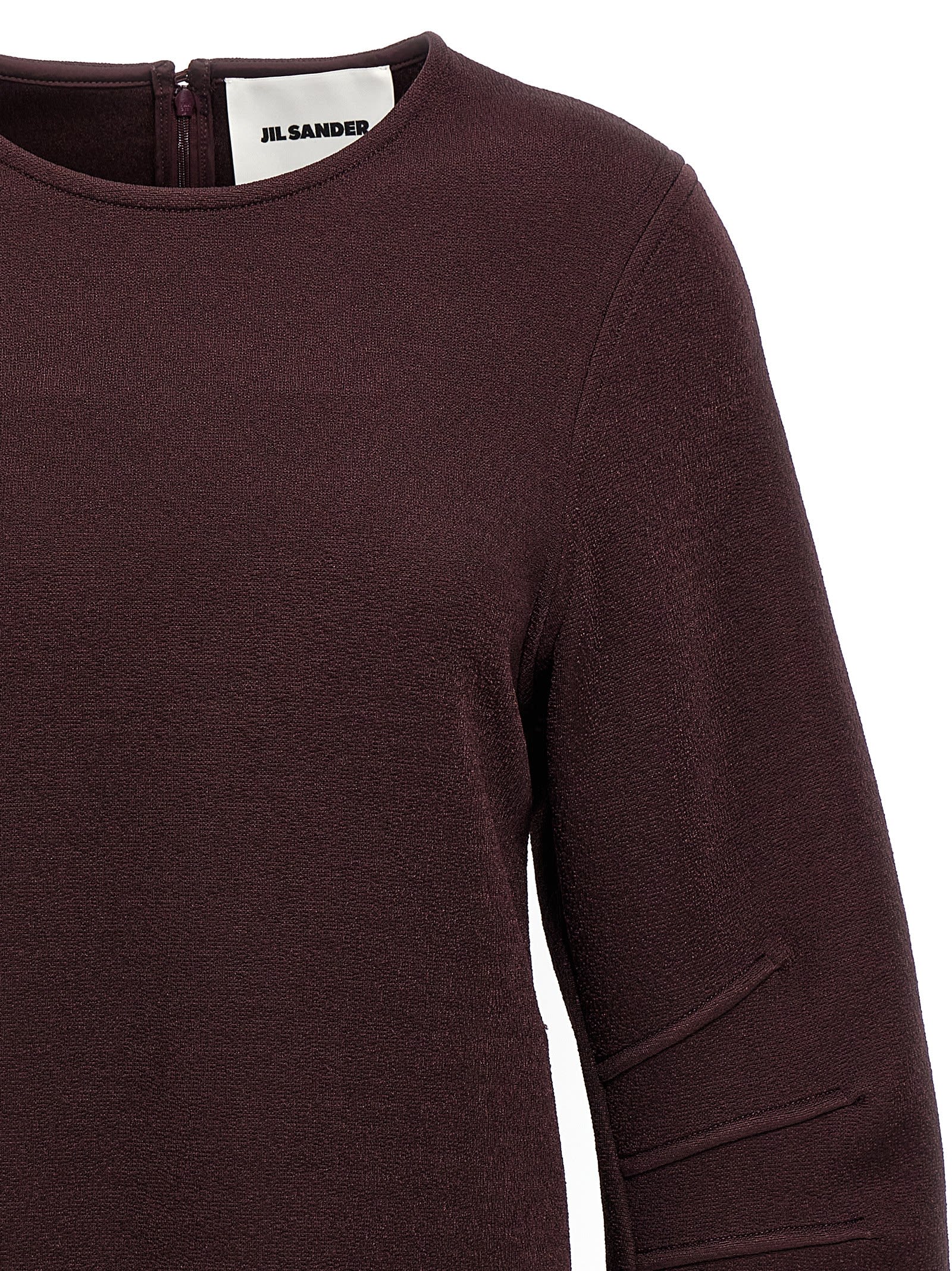 Shop Jil Sander Shiny Double Face Textured Sweater In Bordeaux