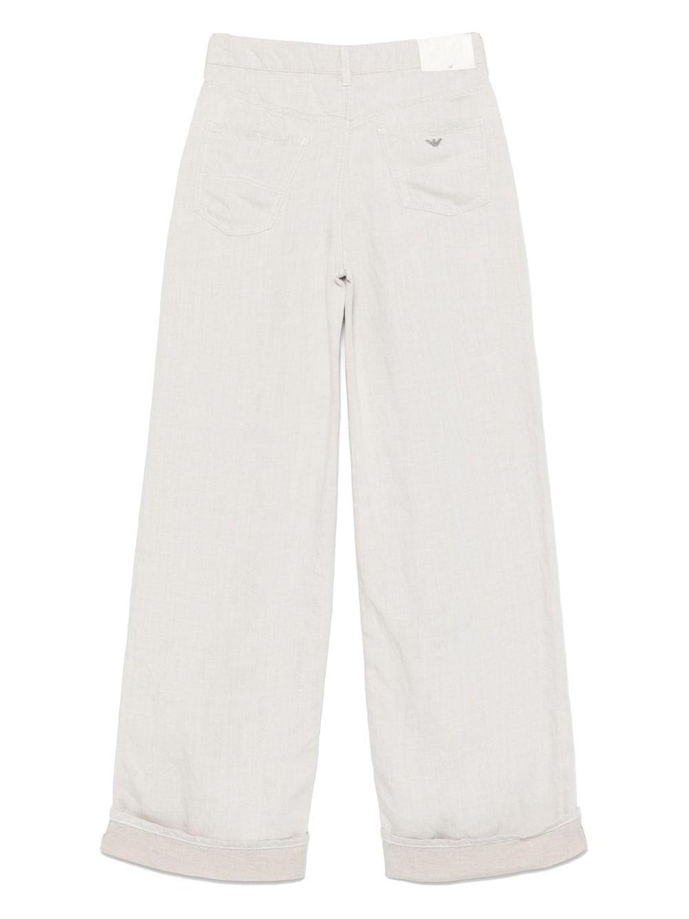 Shop Emporio Armani Jeans Light Grey Wide Leg