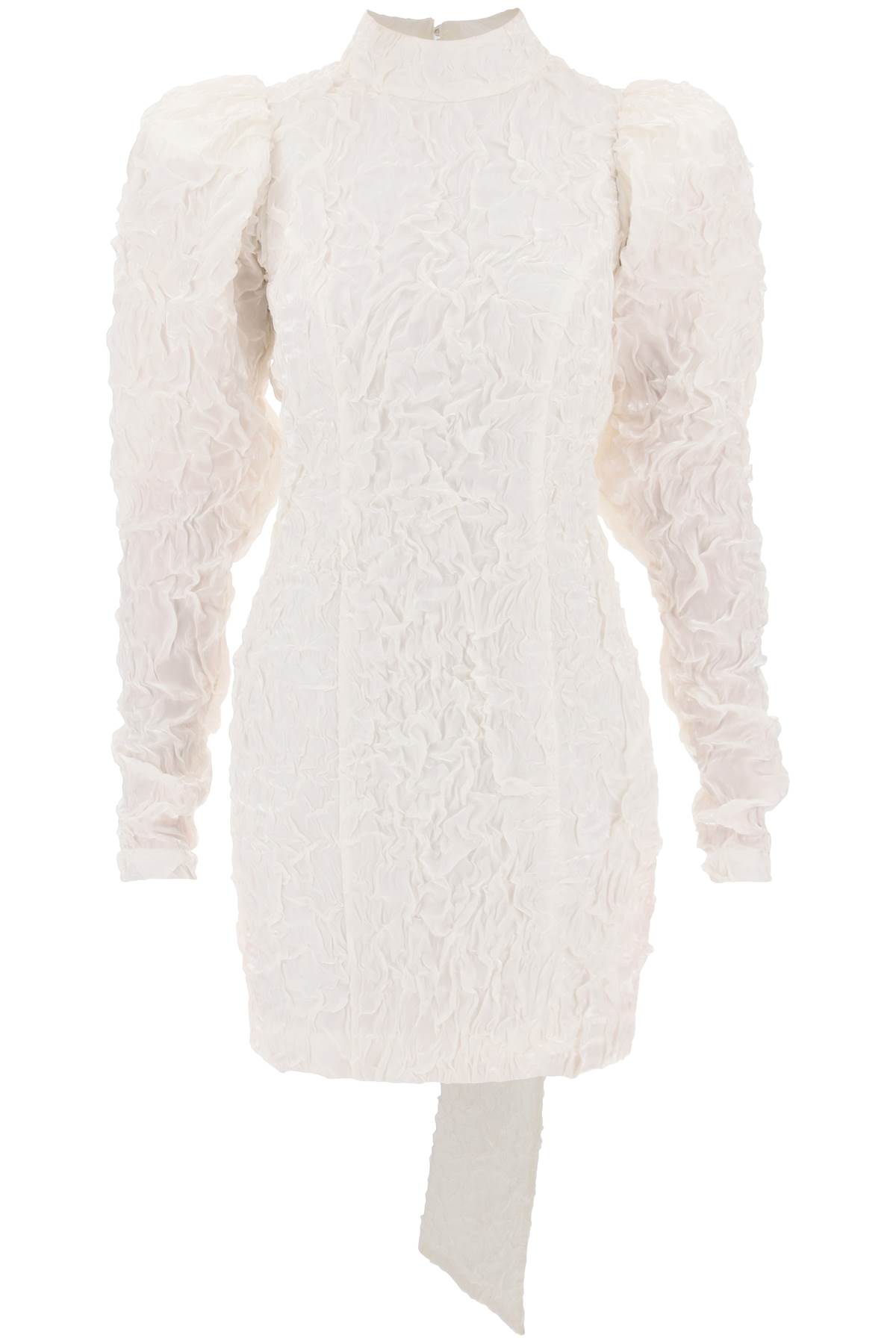 Shop Rotate Birger Christensen Crinkled Mini Dress In Sugar Swizzle (white)