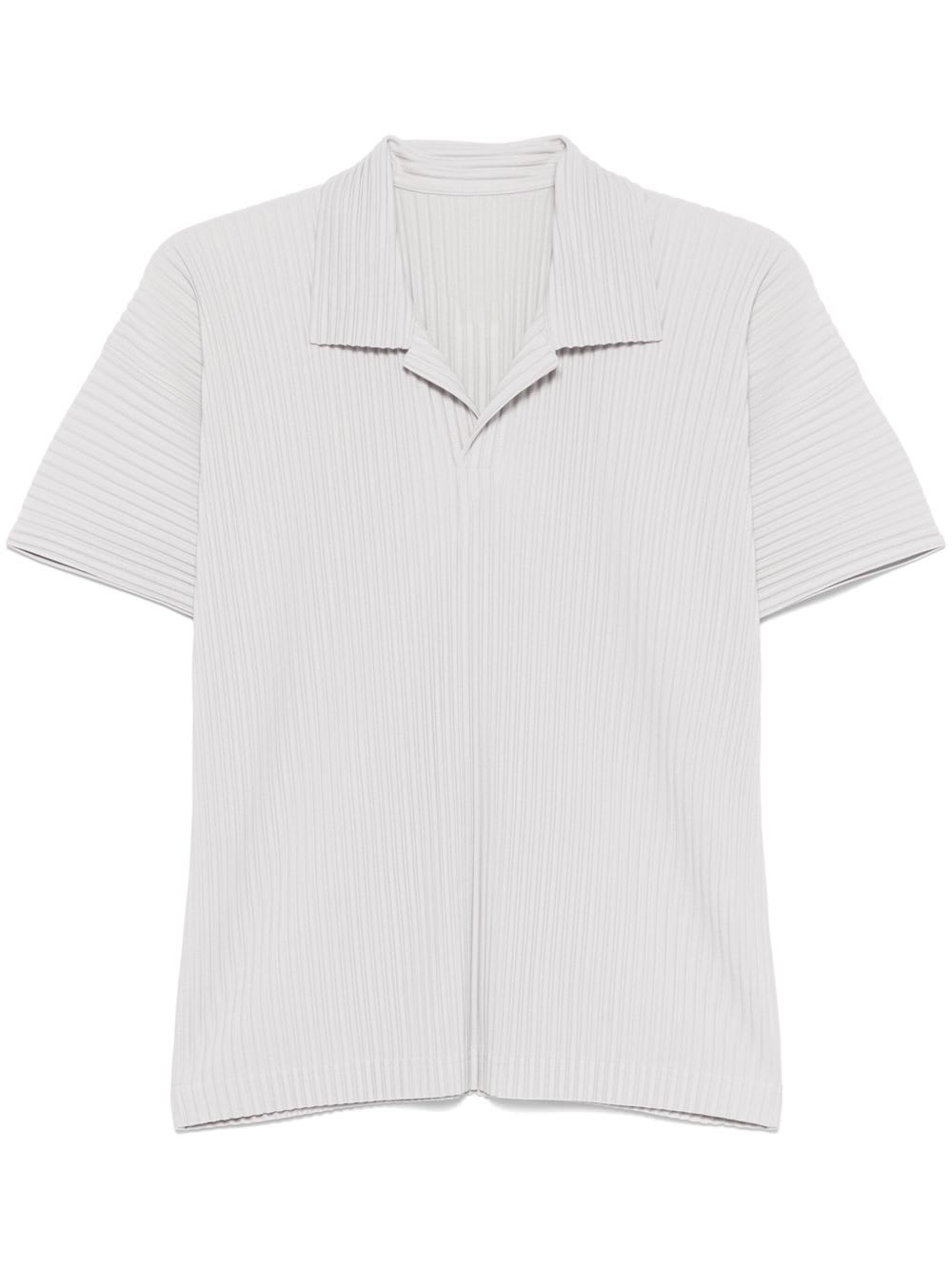 Issey Miyake Pleated Polo Shirt In Gray