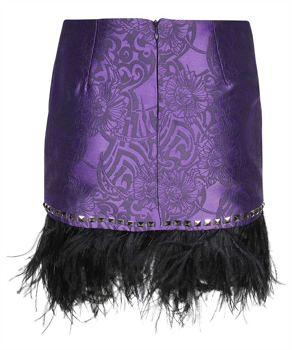 John Richmond Jacquard Feather-trimmed Mini Skirt In Purple