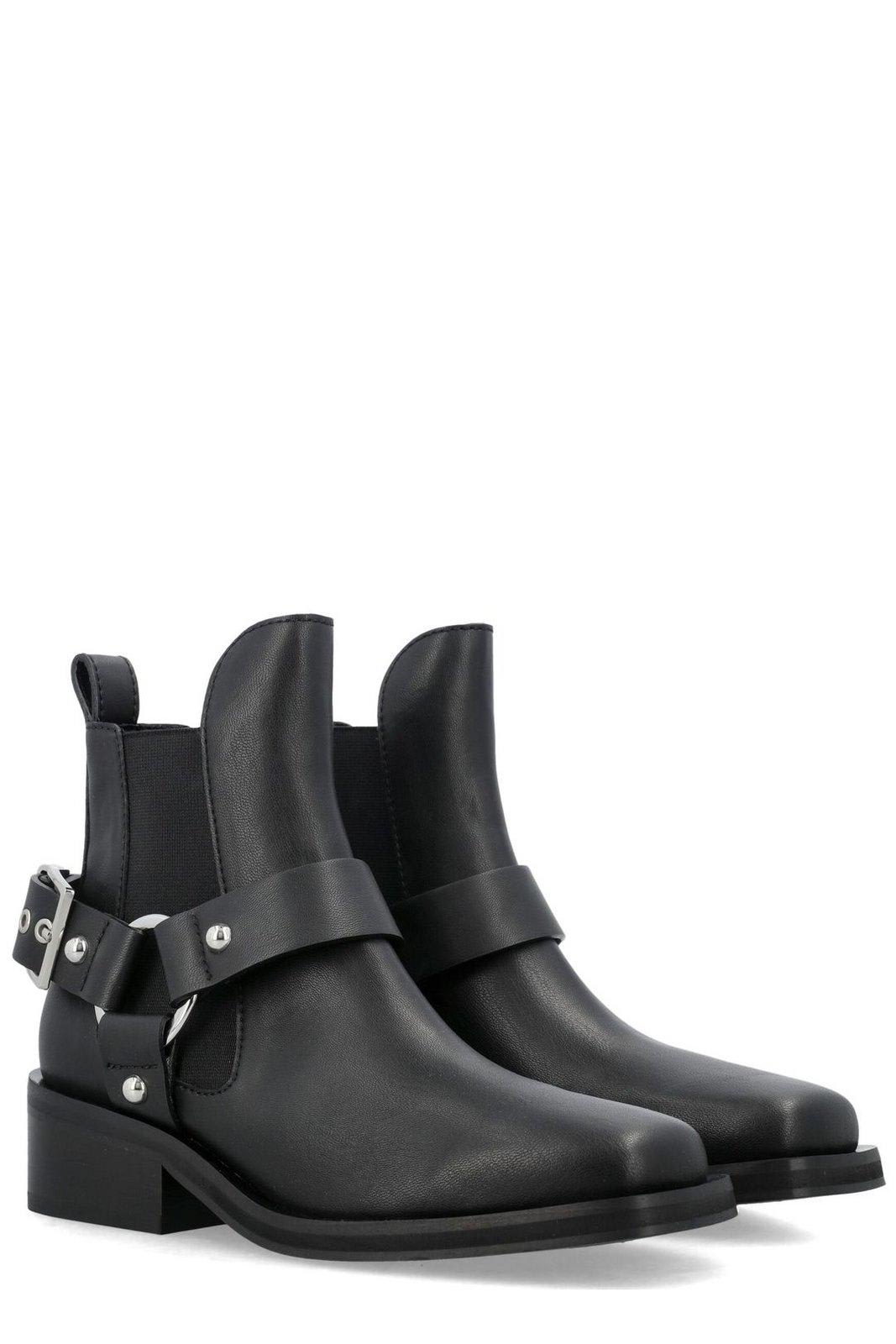 Shop Ganni Low Cut Biker Chelsea Boots In Black