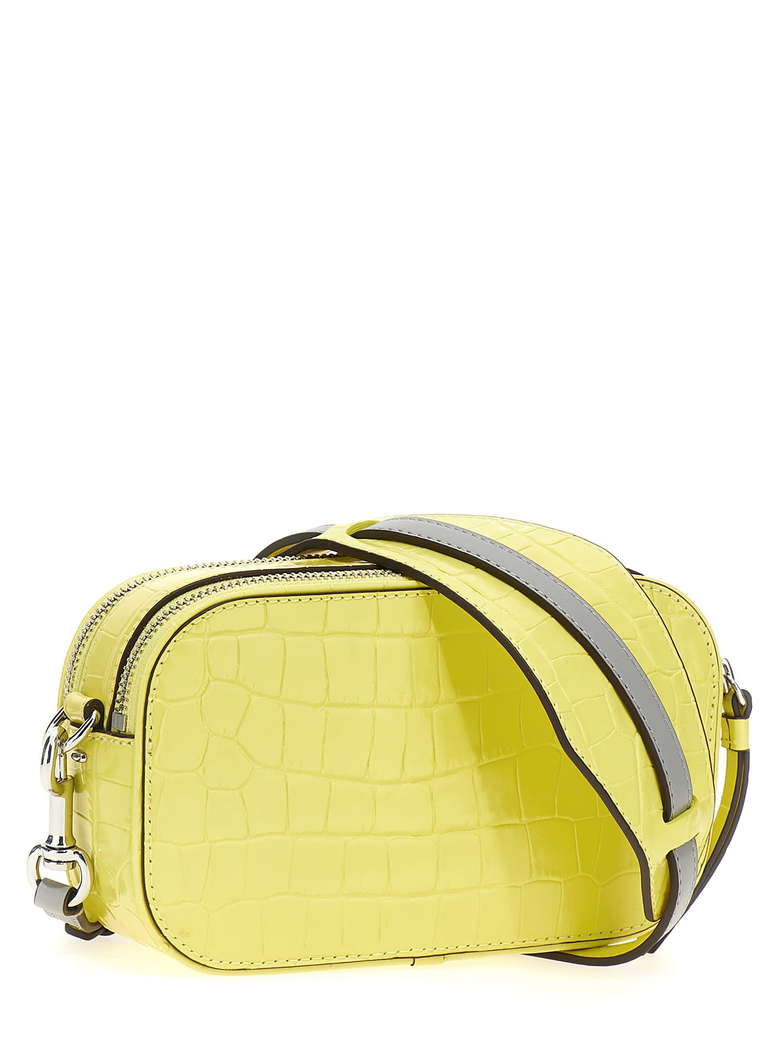 Shop Tory Burch Miller Croc Embossed Mini Crossbody Bag In Yellow