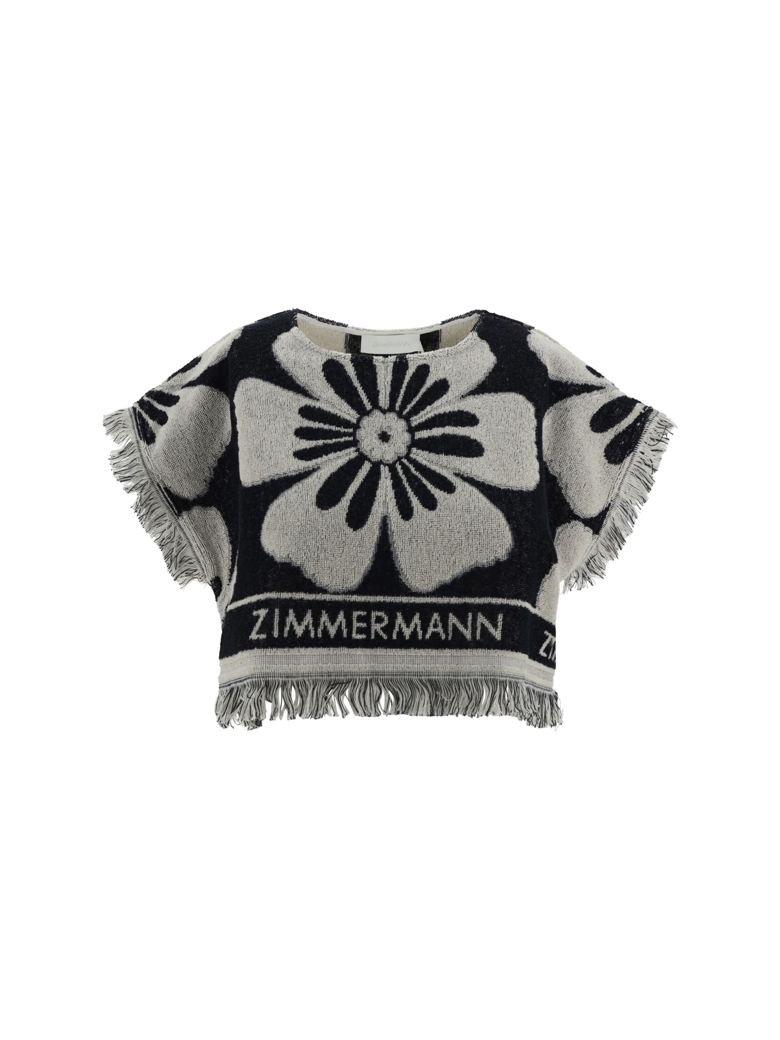 Shop Zimmermann Halliday Towelling Top In Black/cream