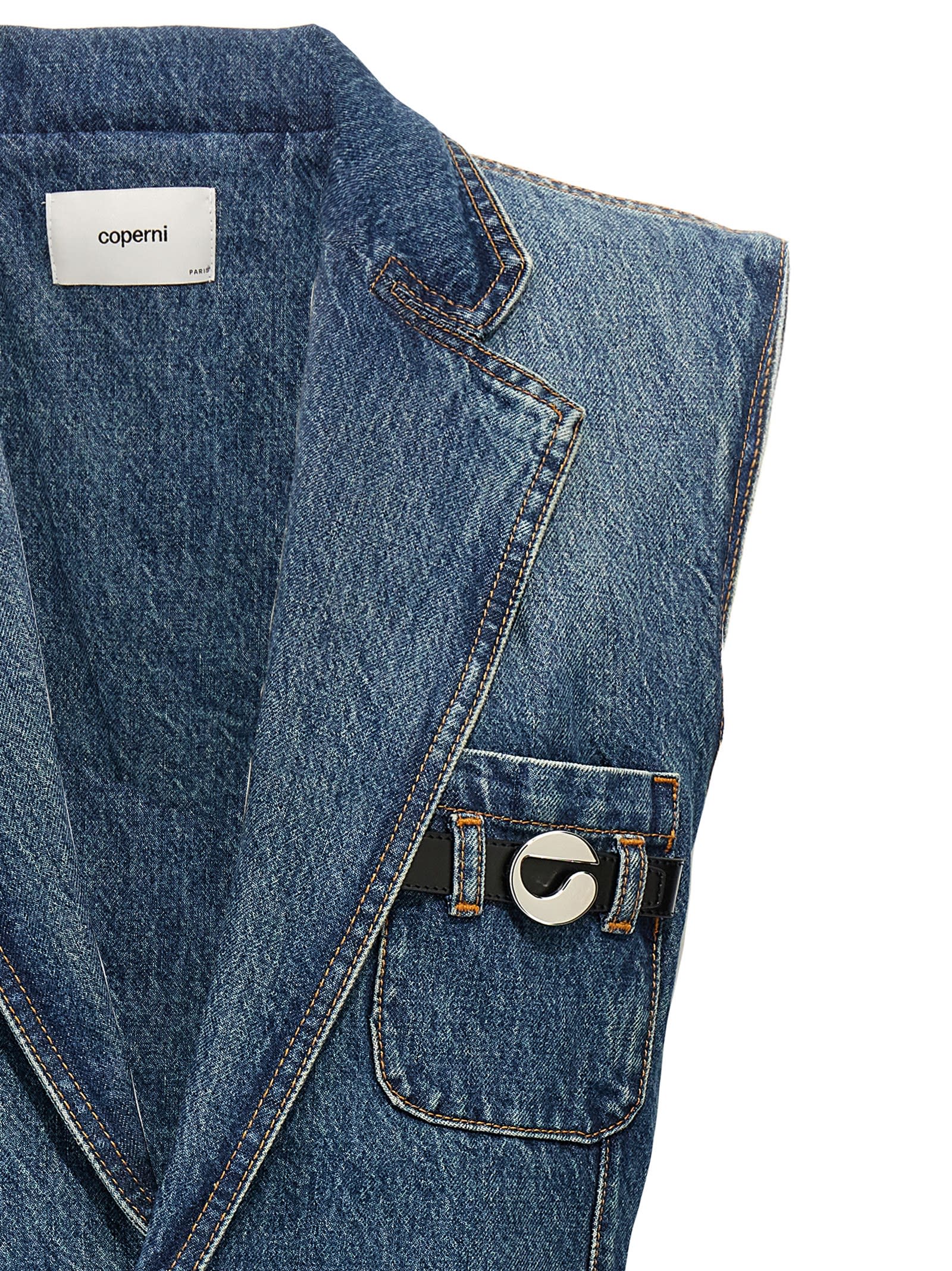 Coperni Vest With Notched Lapels And Pockets In Blue