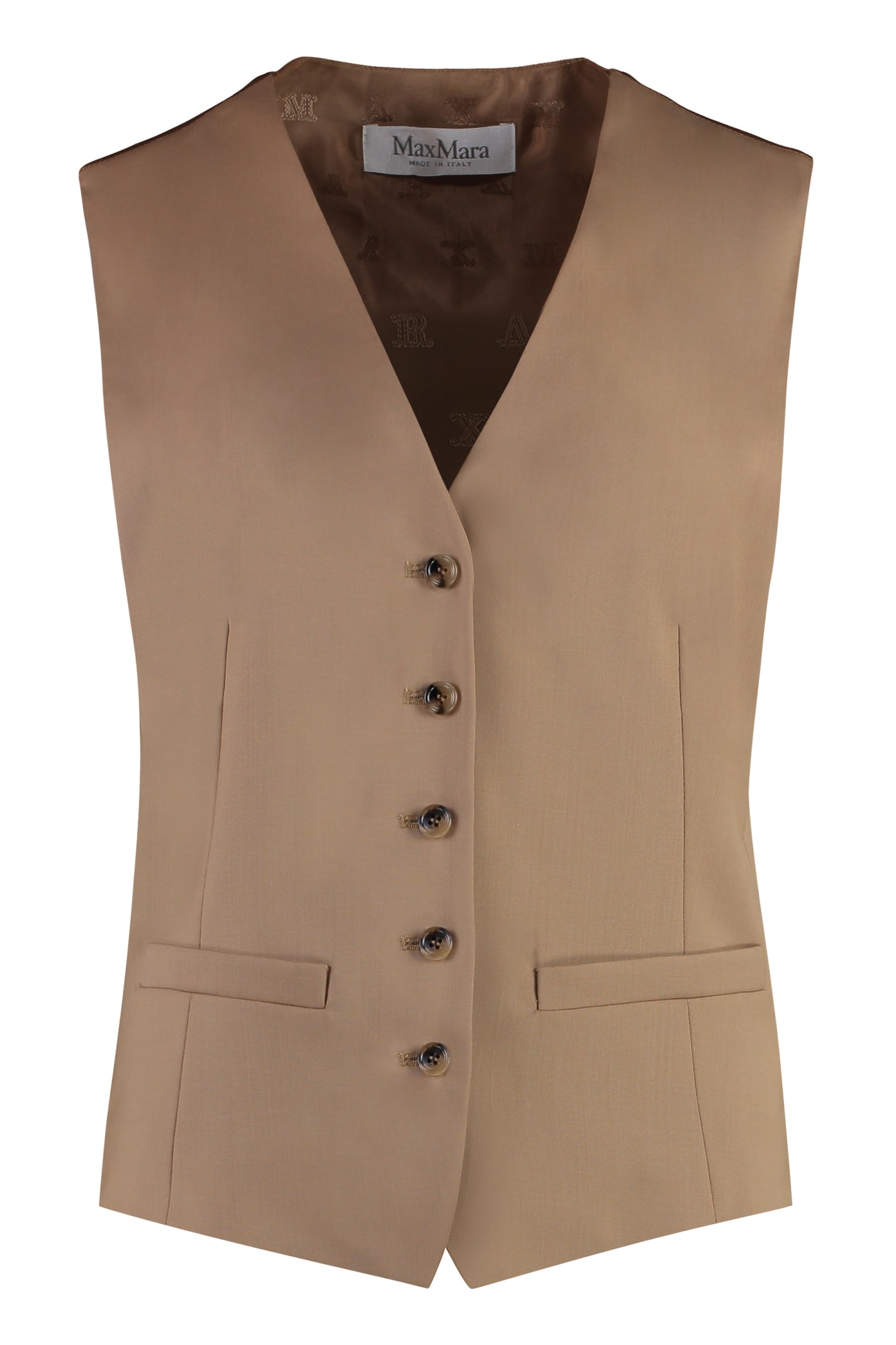 Shop Max Mara Virgin Wool Single-breast Waistcoat In Camel