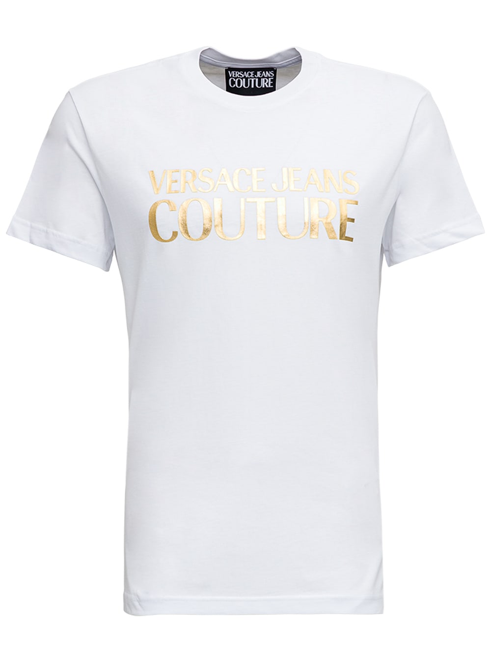 White Cotton T-shirt With Logo Print Versace