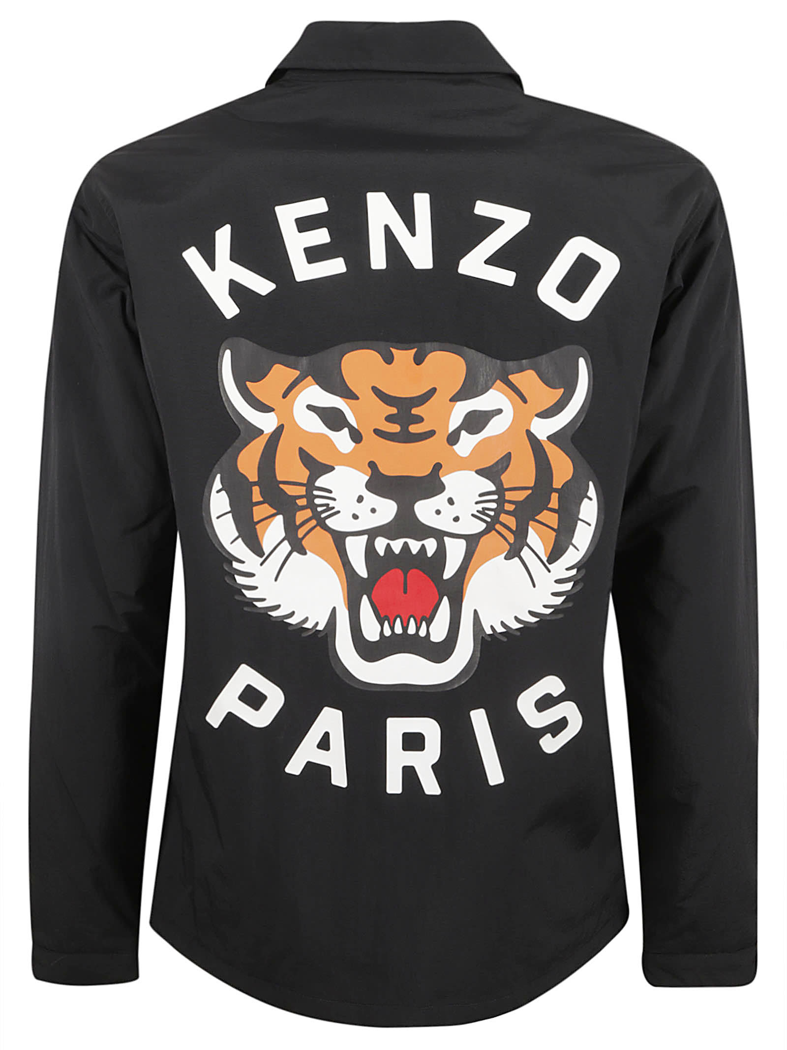 Shop Kenzo Lucky Tiger Padded Coach Shirt In Black