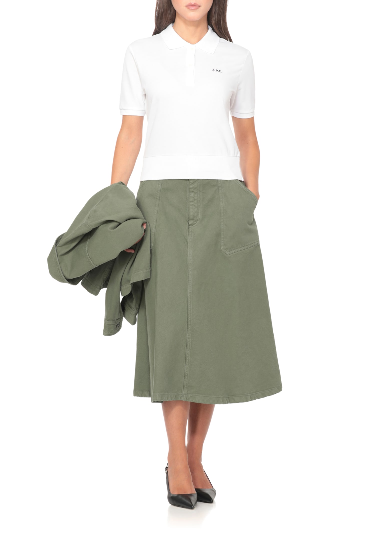Apc Cropped Short-sleeved Cotton Polo In White