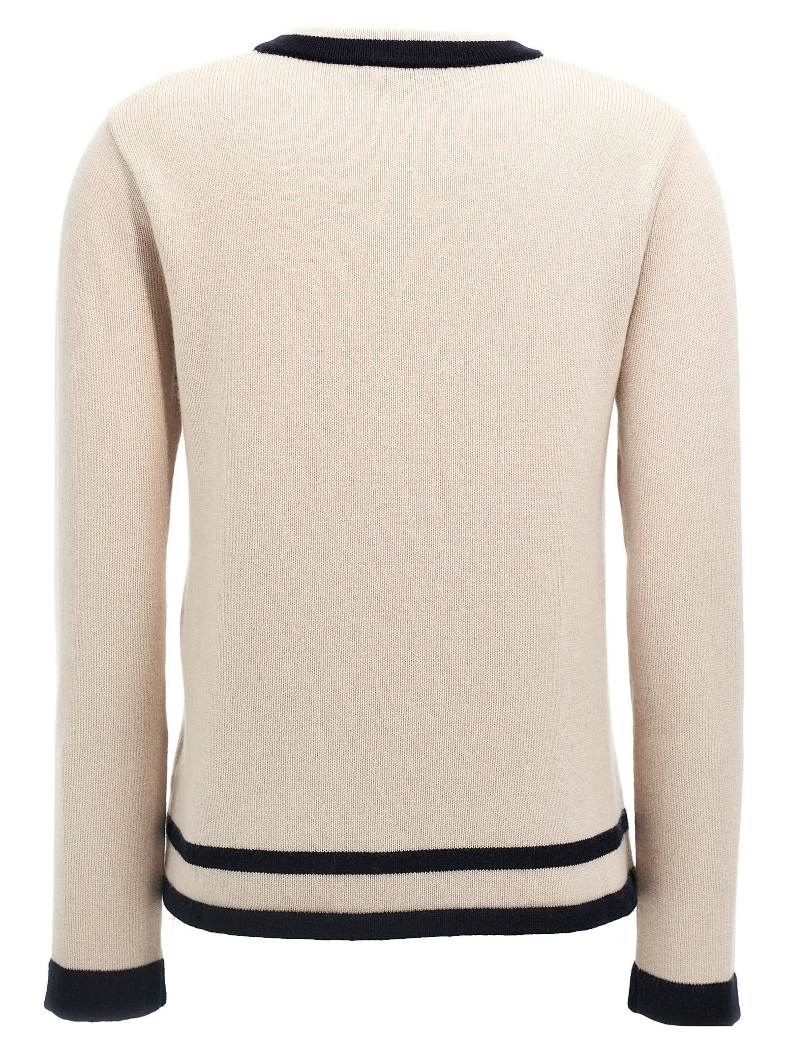 's Max Mara 'ere' Ribbed Knit Cardigan With Round Neck In Beige