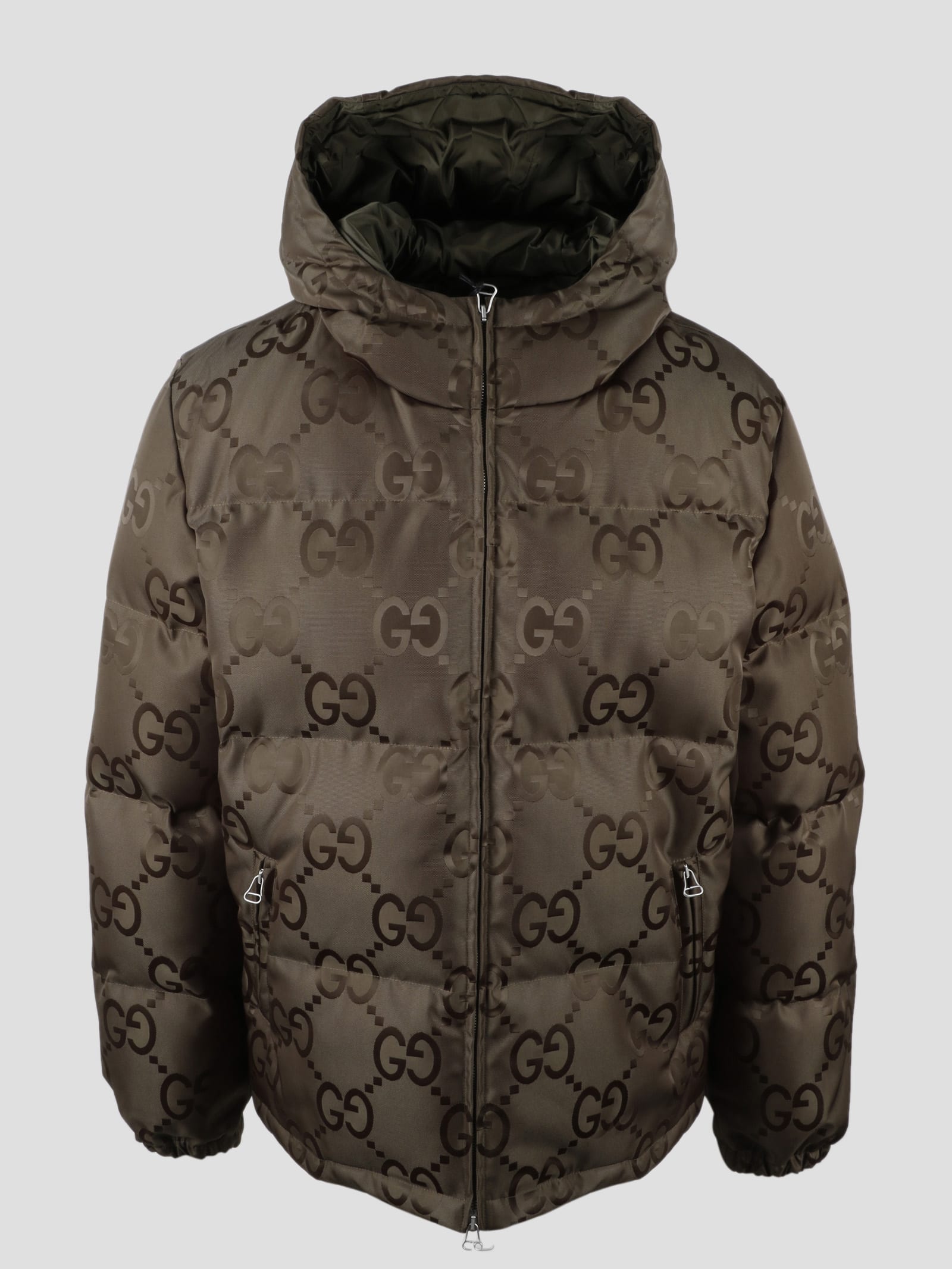 Jumbo GG Down Jacket in Green - Gucci