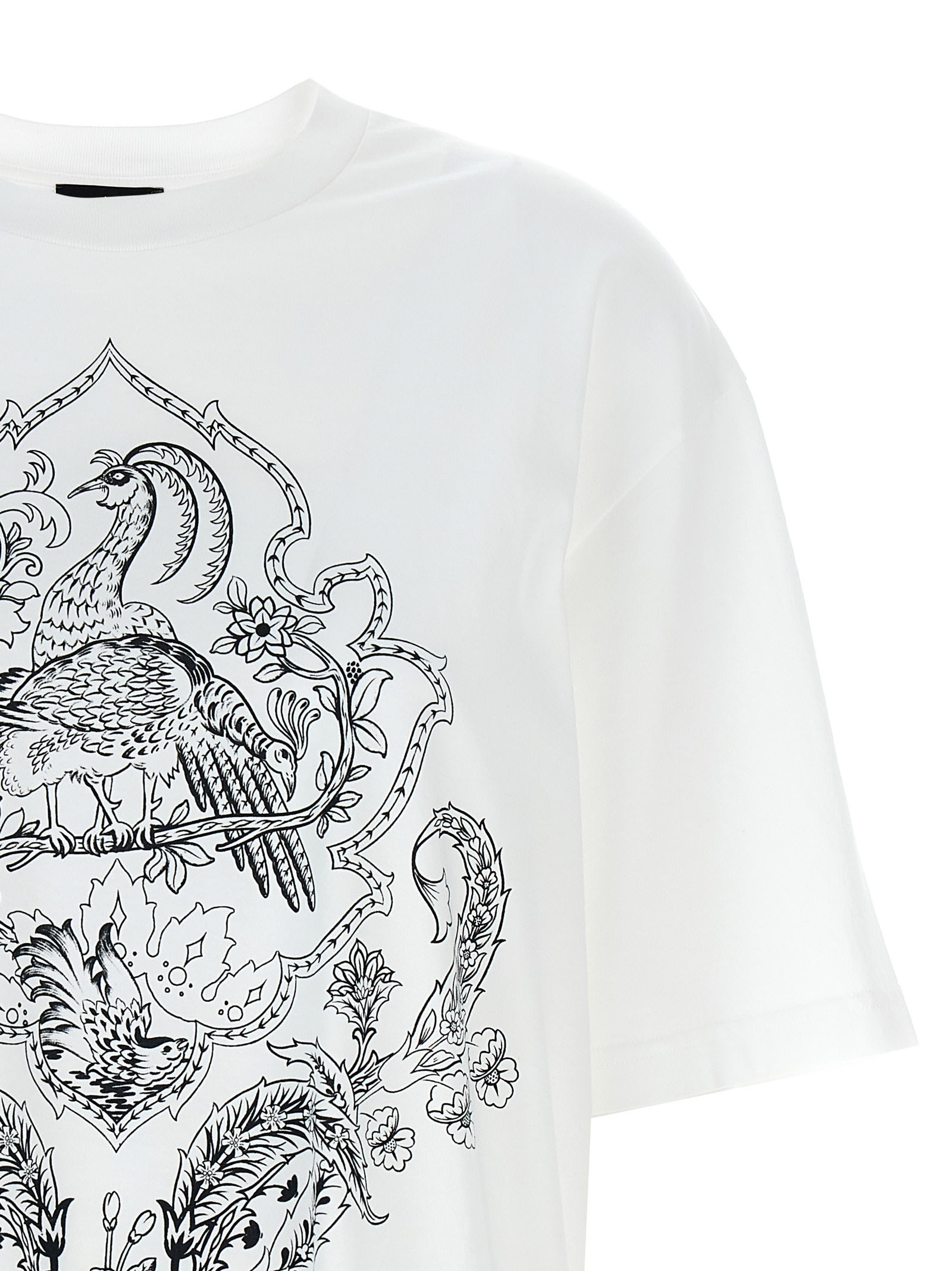 Shop Etro Floral Print T-shirt In White/black