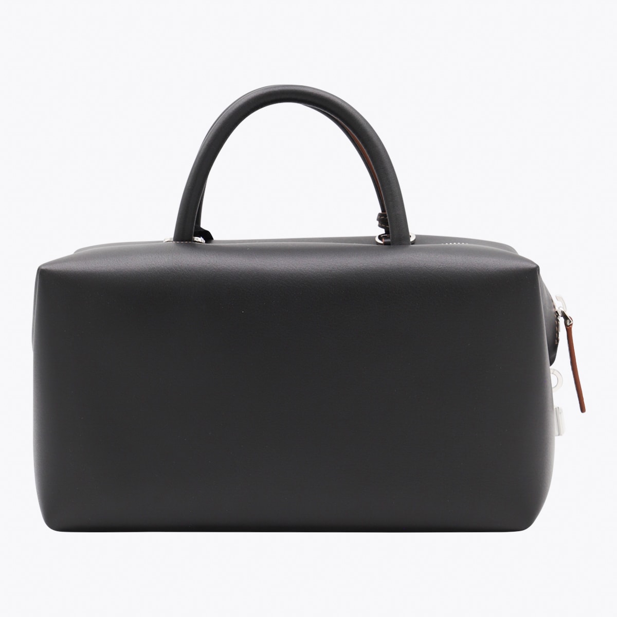 Max Mara Black Leather Holdallm Top Handle Bag In Black