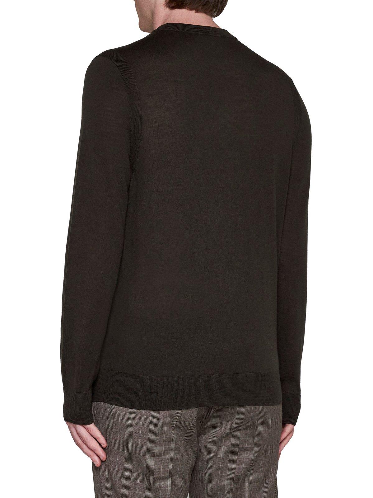 Shop Paul Smith Logo Embroidered Knitted Jumper In Green