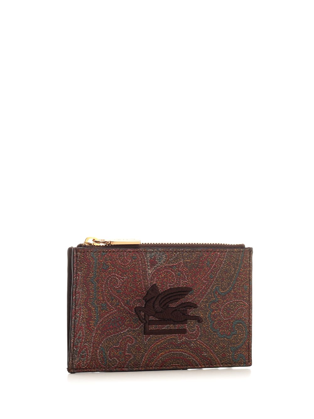 Shop Etro Paisley Zipped Card Holder In Brown