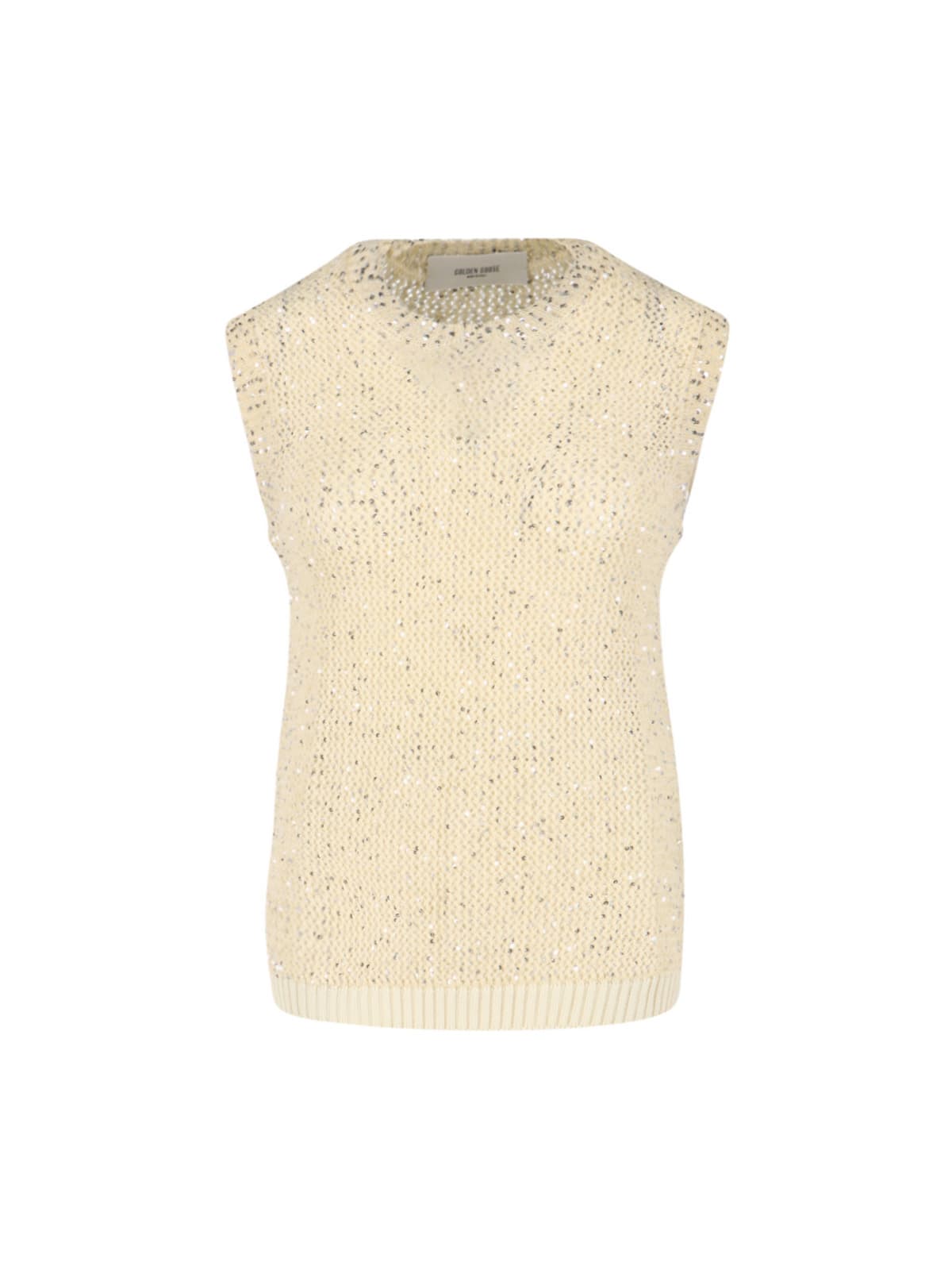 Golden Goose Sequin Knit Tank Top In Neutral