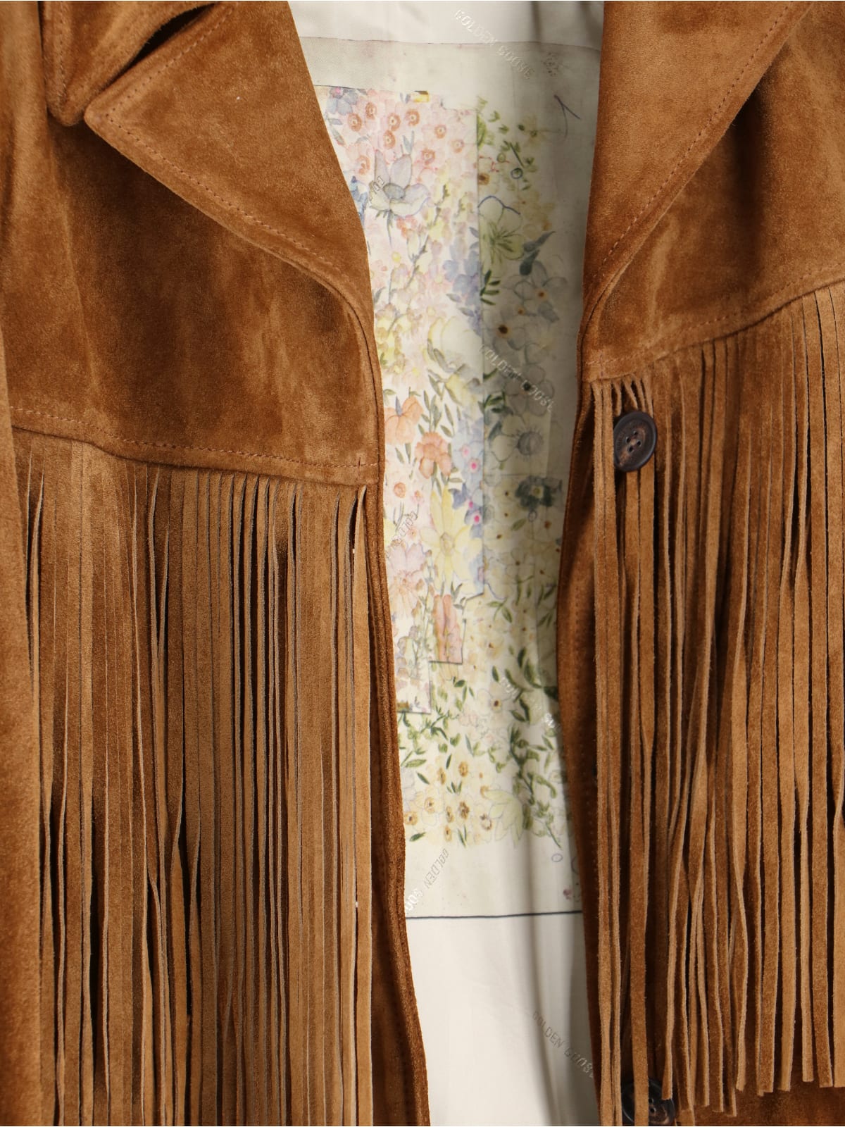 Golden Goose Tobacco Suede Fringe Jacket In Brown
