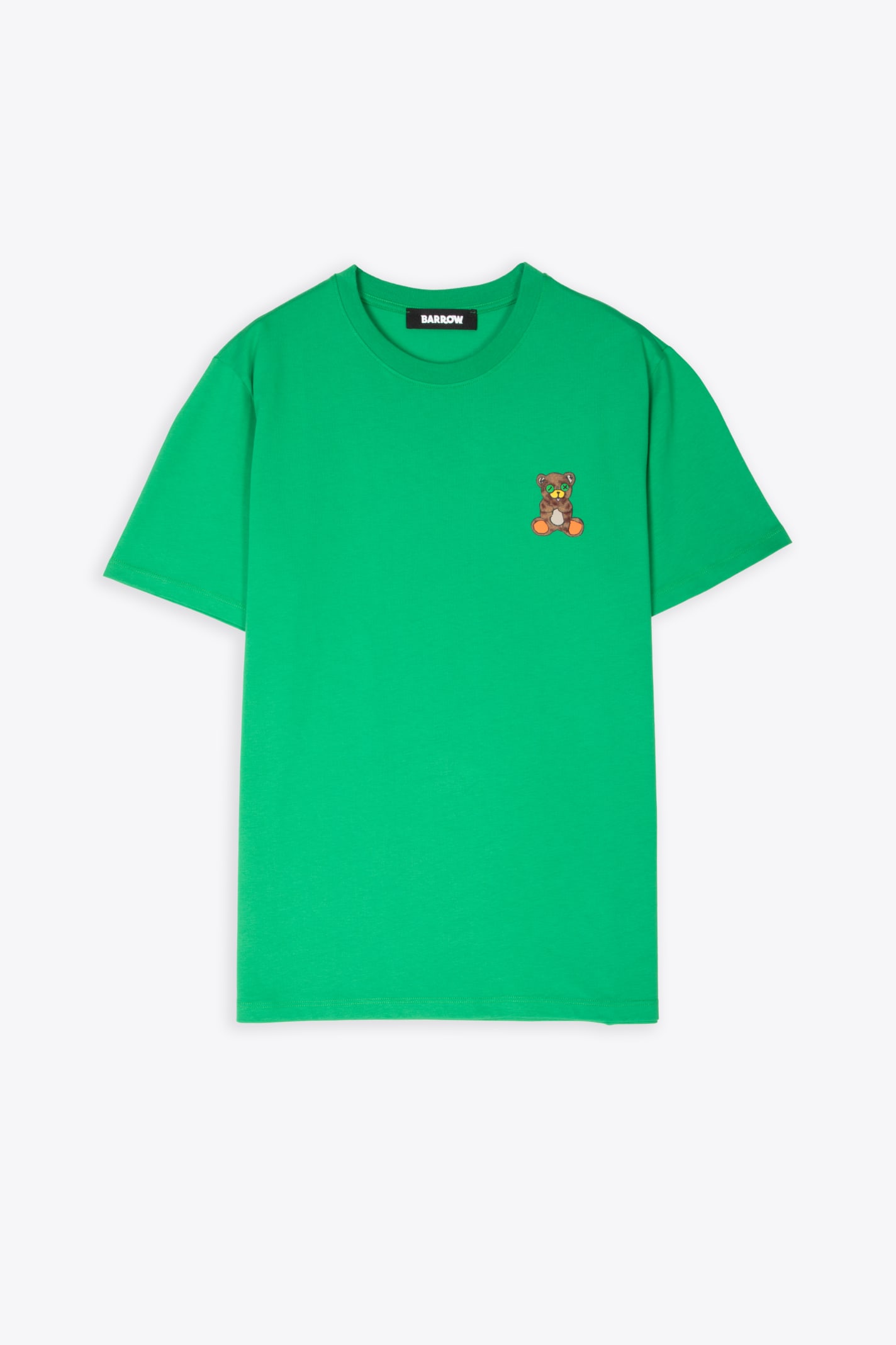 Shop Barrow Jersey T-shirt Unisex Emerald Green T-shirt With Chest Teddy Bear Print In Verde