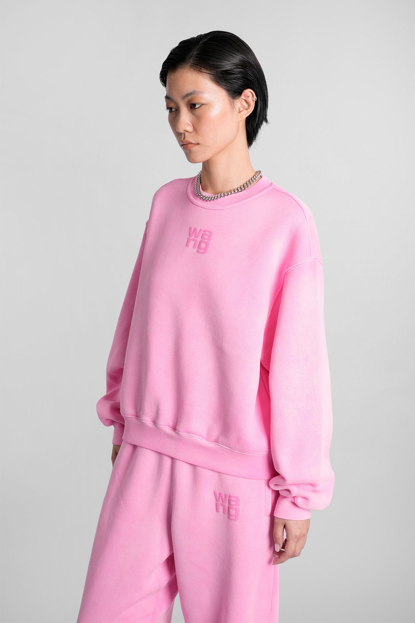 Alexander Wang Sweatshirt In Rose-pink Cotton In Pink
