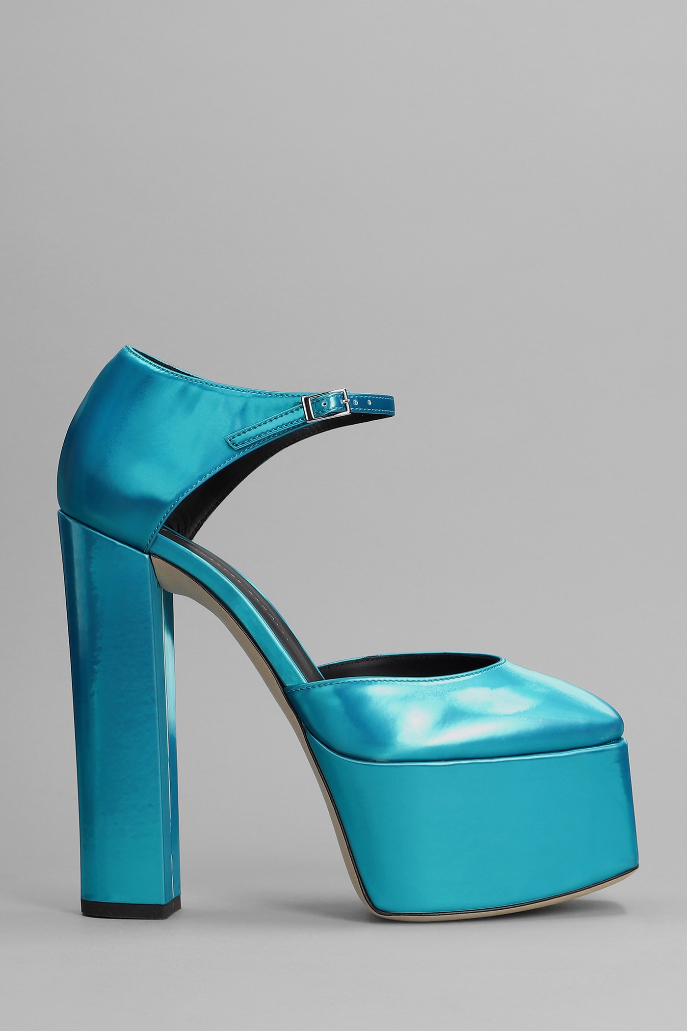 Bebe Sandals In Cyan Leather