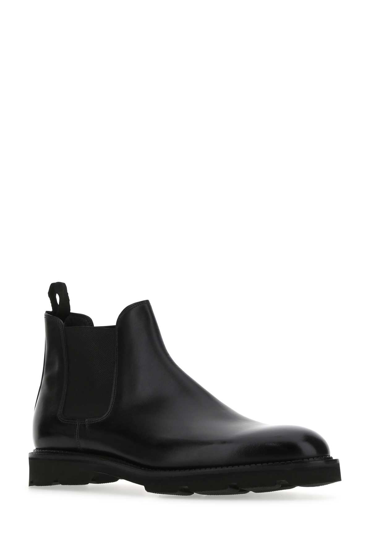 Shop John Lobb Black Leather Lawry Ankle Boots