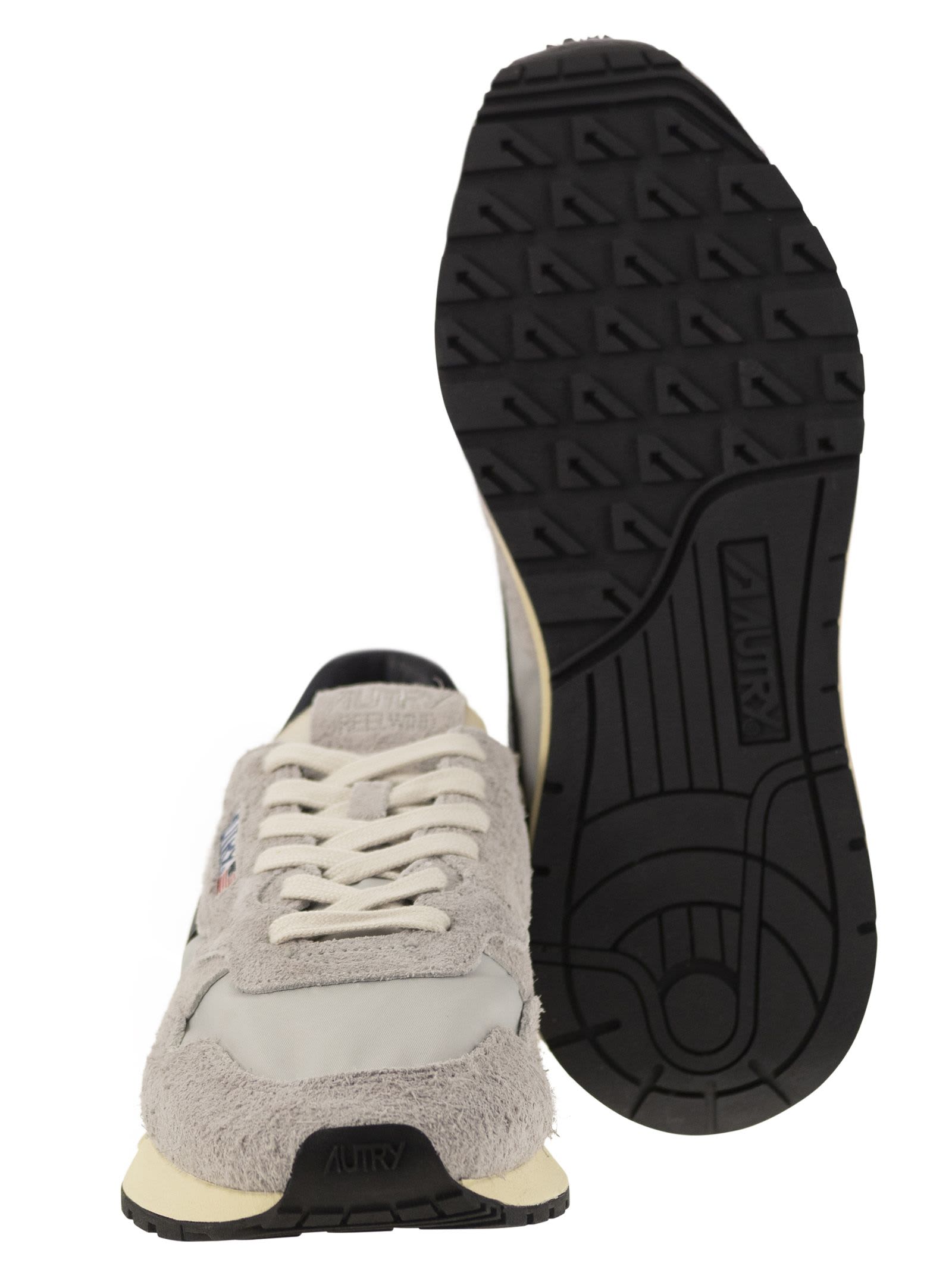 Shop Autry Reelwind - Suede And Technical Textile Trainer In Light Grey