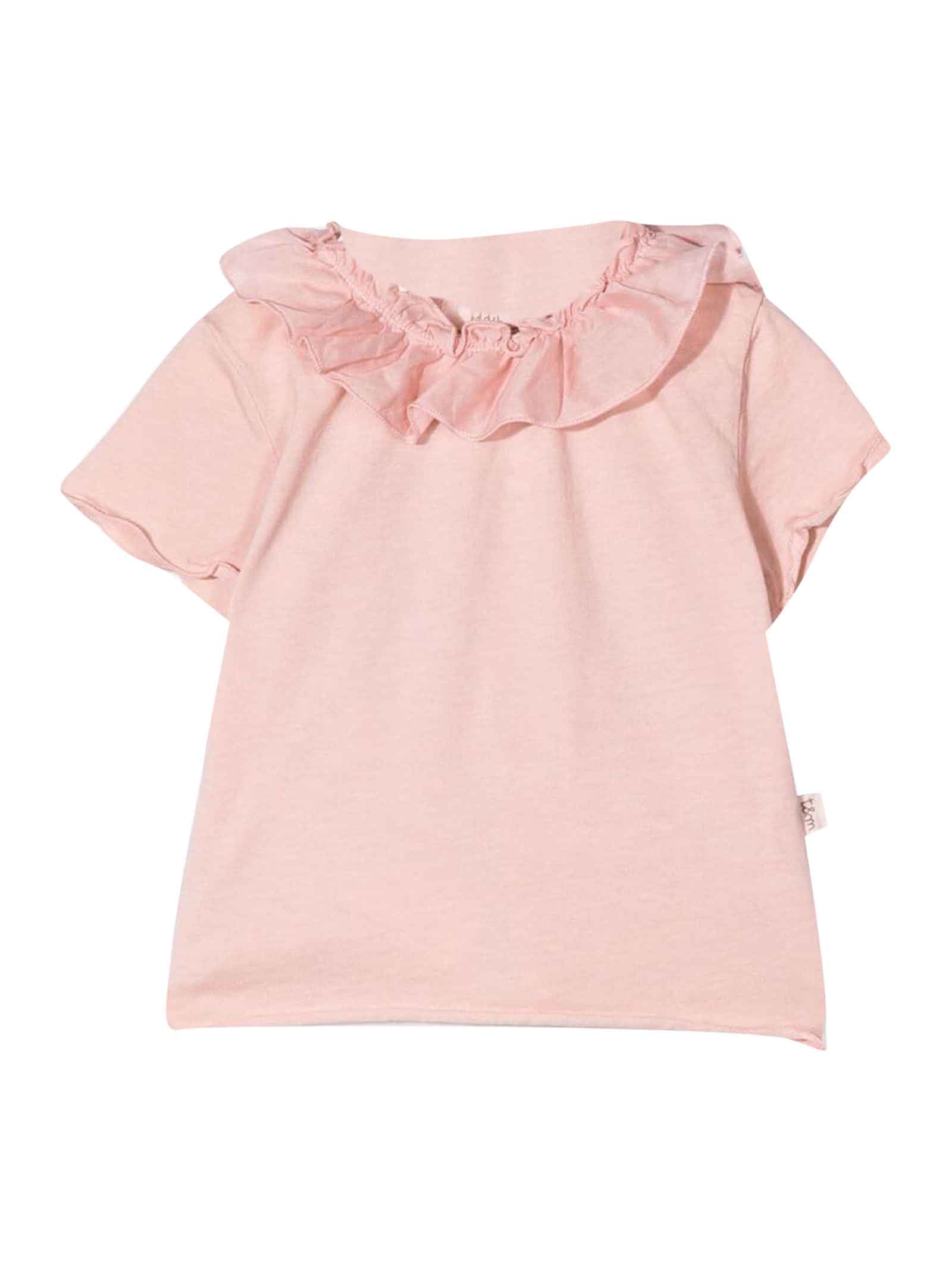 Pink T-shirt Baby Girl Teddy & Minou