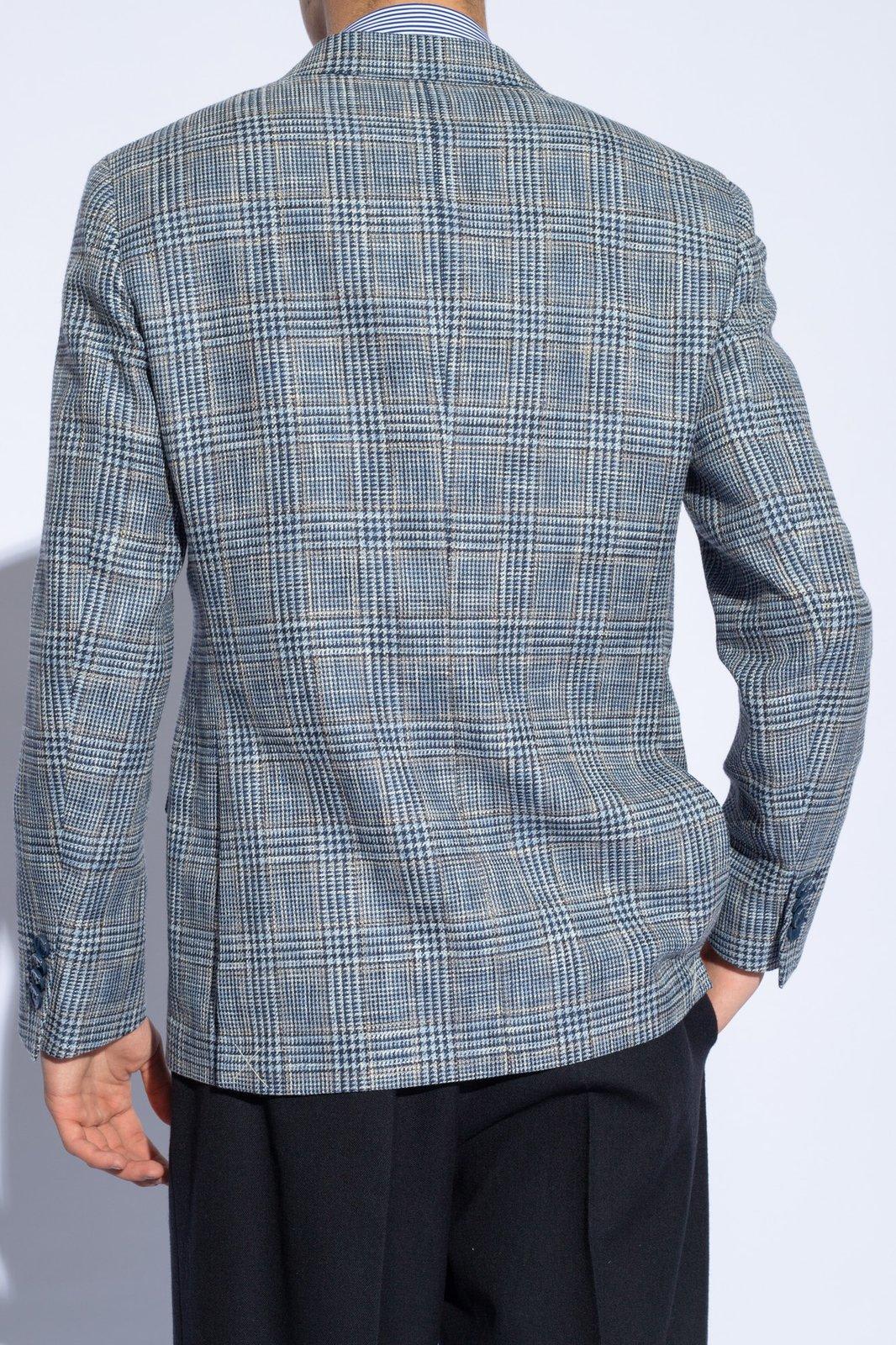 Shop Etro Checked Single-breasted Blazer In Azzurro