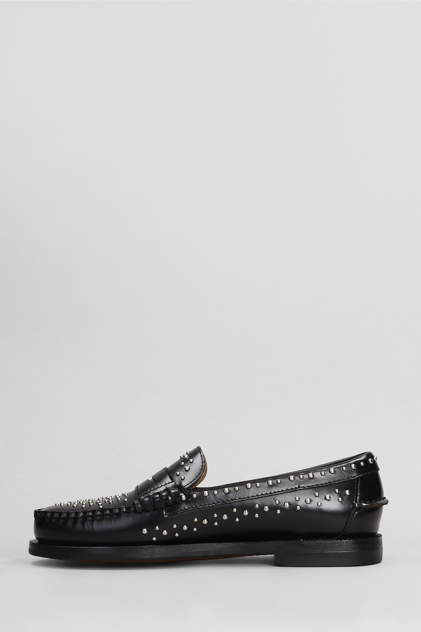 Shop Sebago Dan Studs Loafers In Black Leather