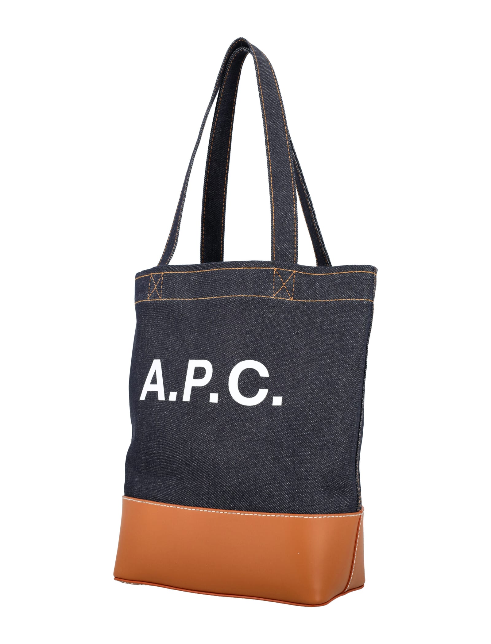 Shop Apc Axelle Small Tote Bag In Caramel Navy