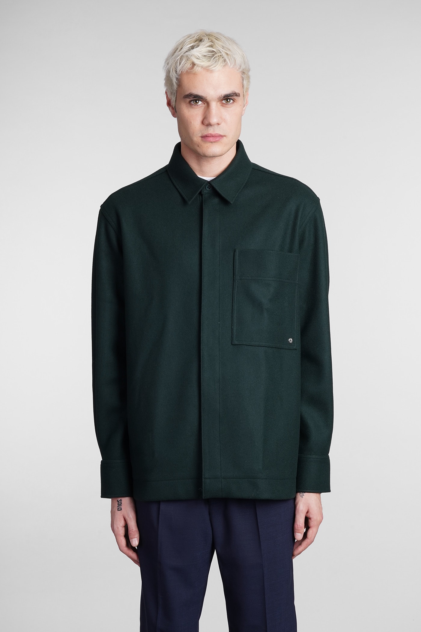 Études Casual Jacket In Green Wool