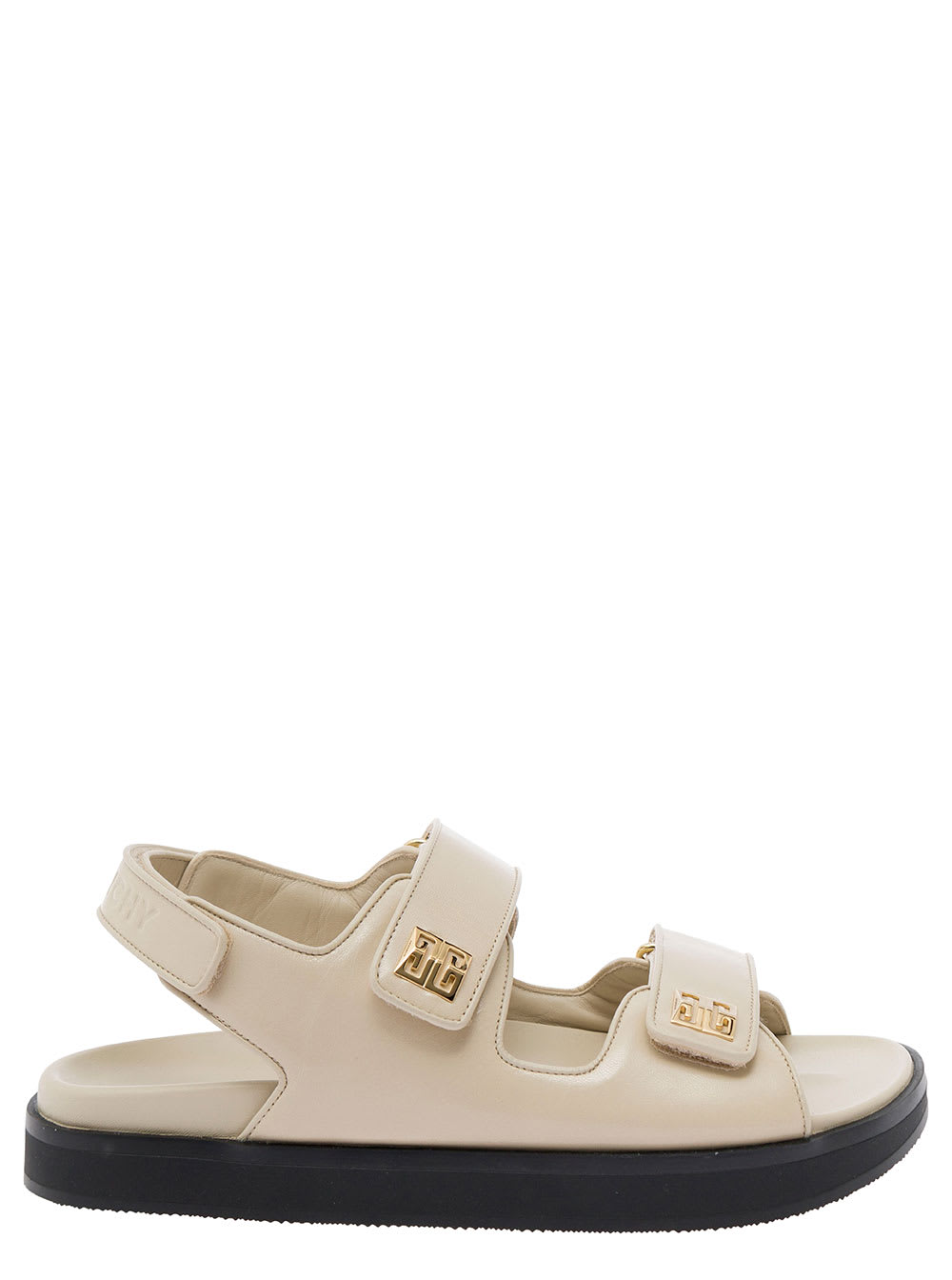 GIVENCHY BEIGE FLAT SANDALS WITH STRAPS AND 4G DETAIL IN PADDED LEATHER WOMAN