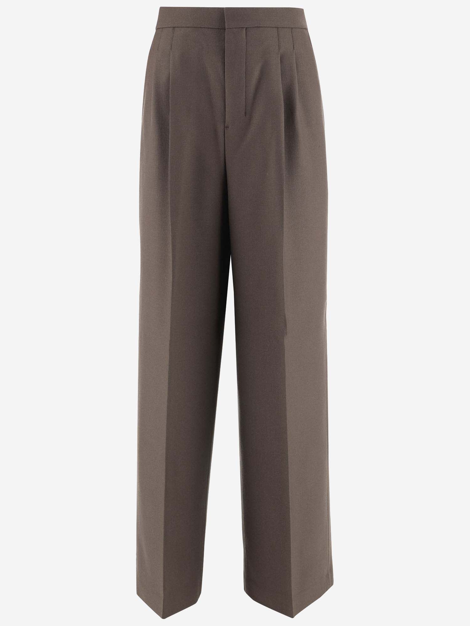 Shop Ami Alexandre Mattiussi Wool Pants In Brown